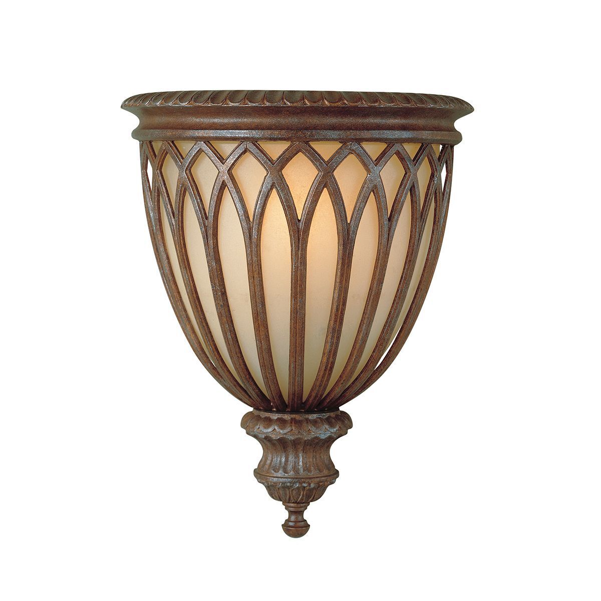 Antike Wandleuchte SERNOY in Bronze Creme H:34cm Glas