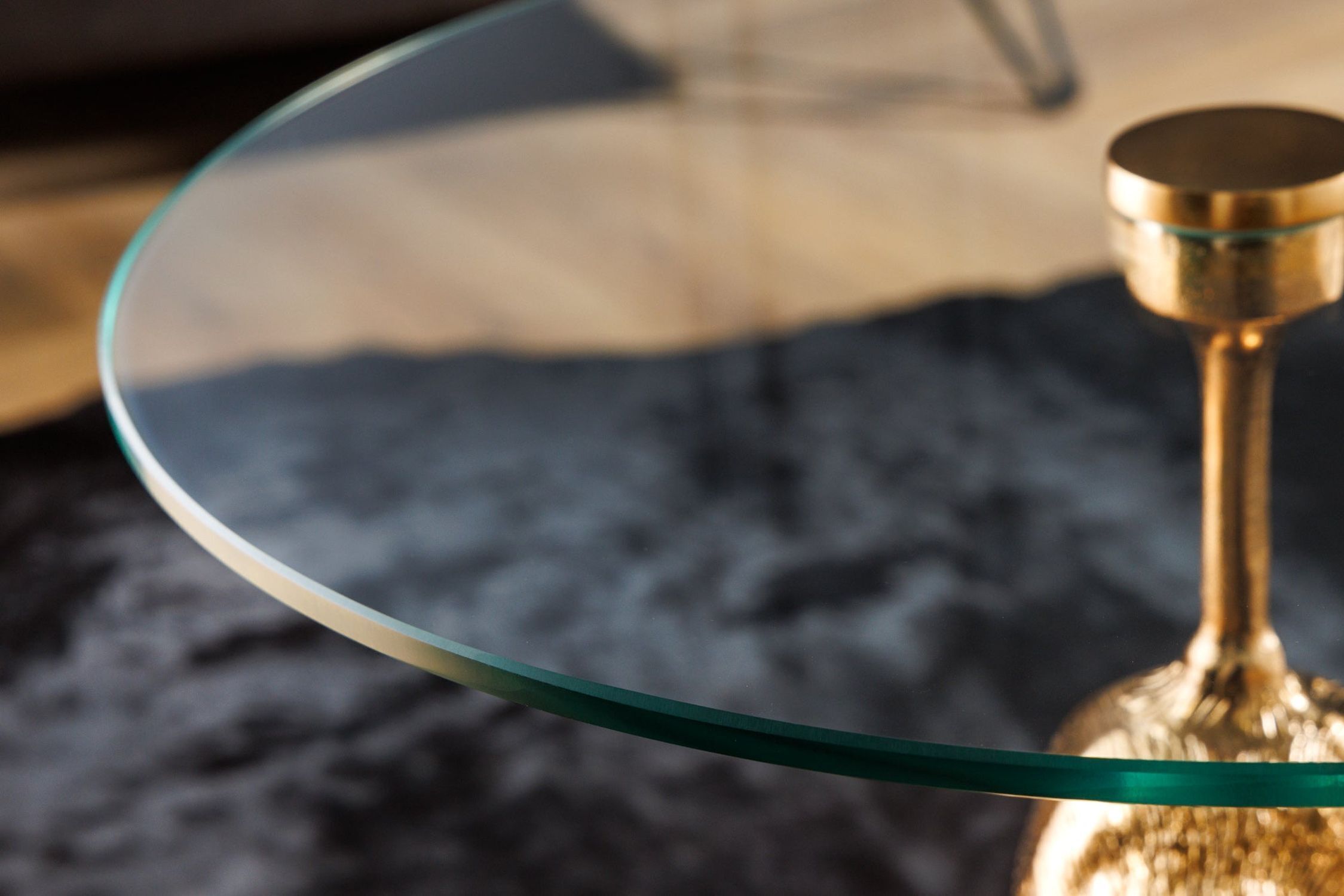 Beistelltisch rund Ø 45 cm Handarbeit Affe in Gold Moebel, Tabelle, Kaffeetisch, Tischplatte