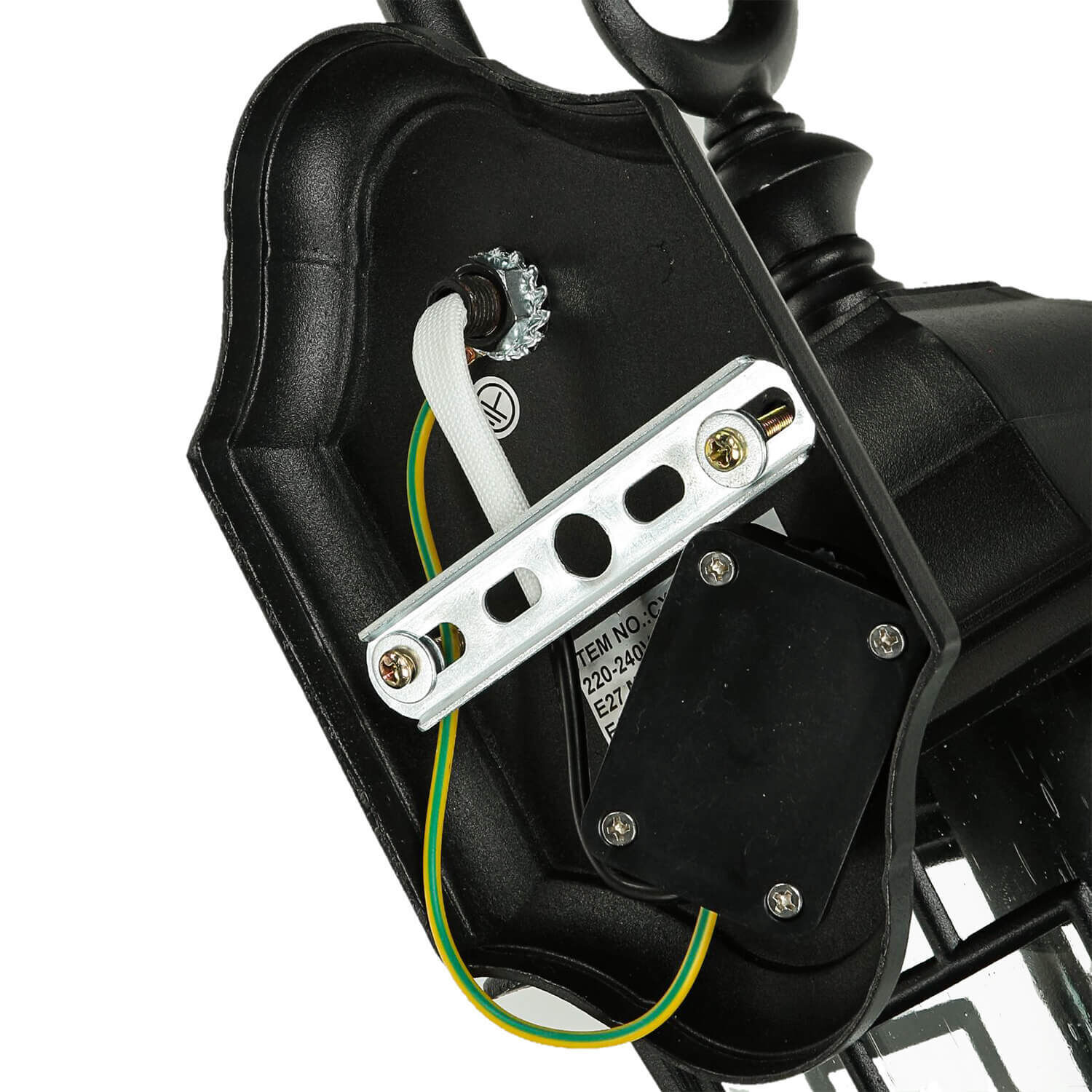 Wandlaterne außen Schwarz E27 H: 37 cm Aluminium Glas Adapter, Elektronik