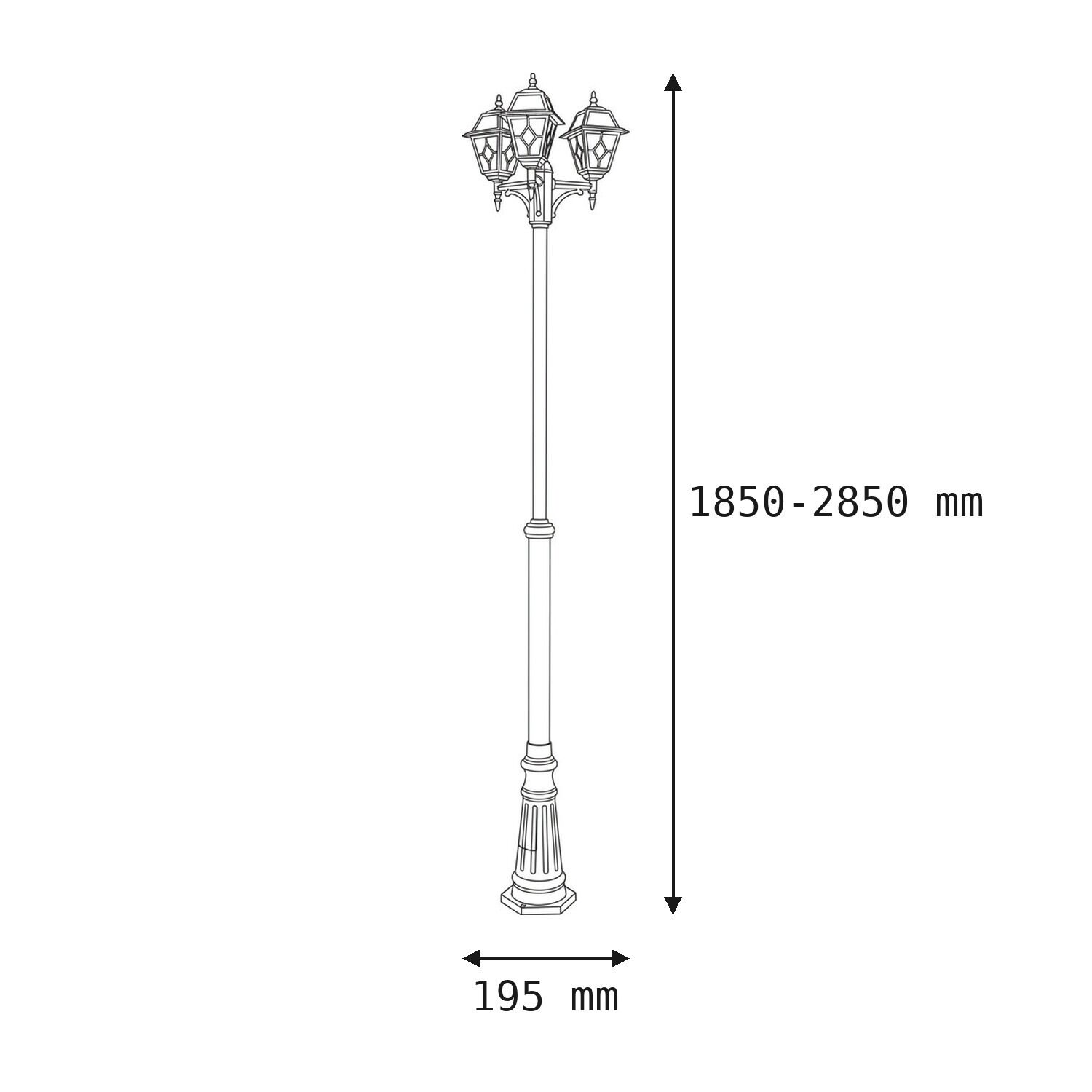 le51650-laterne-garten-terrasse-aussen-metall-glas-antik-klassisch-3-flammig-schwarz-07 laterne, straßenlaterne, eisen, gußeisen, lampenpfosten