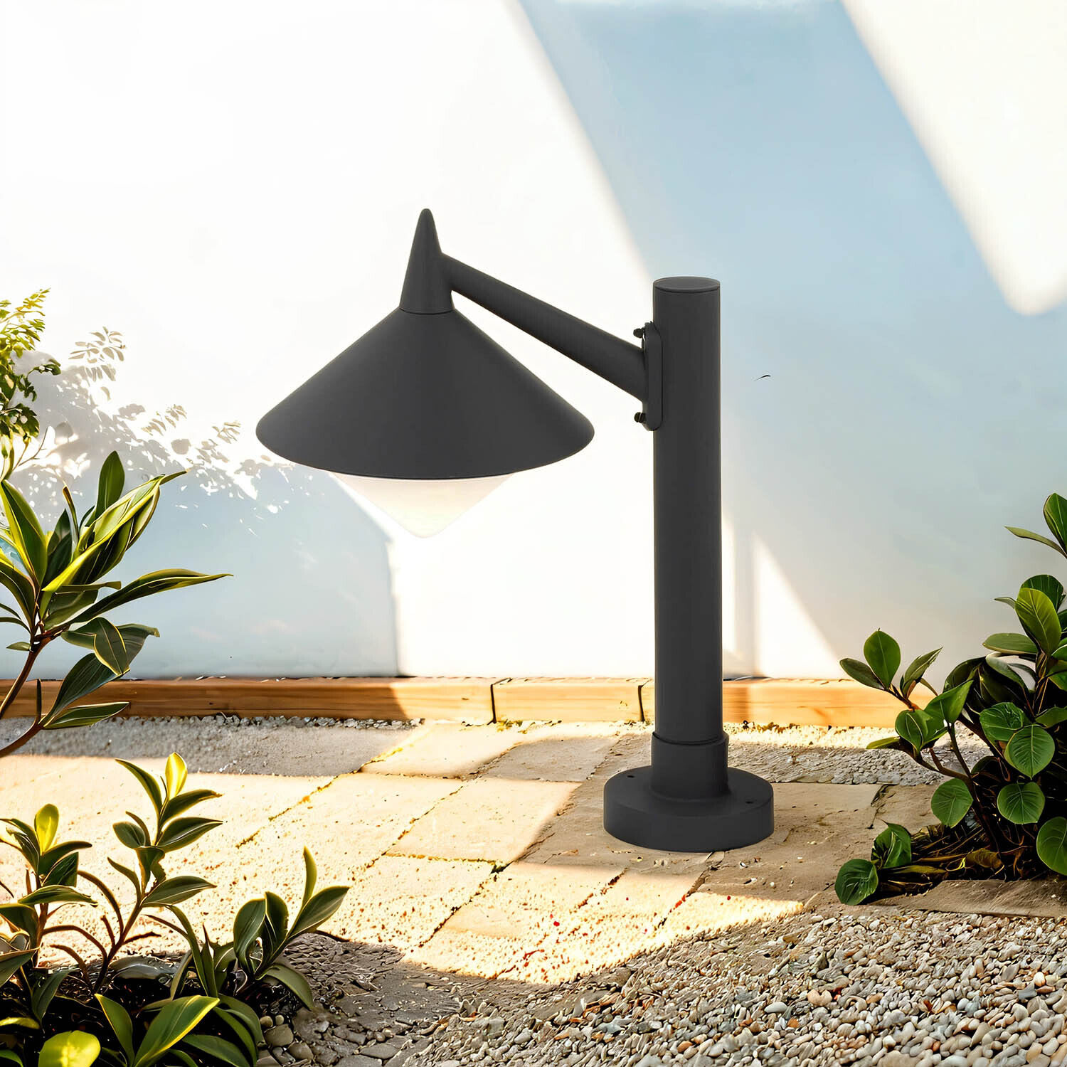 Lampe de chemin IP44 E27 40 cm aluminium gris Lampe