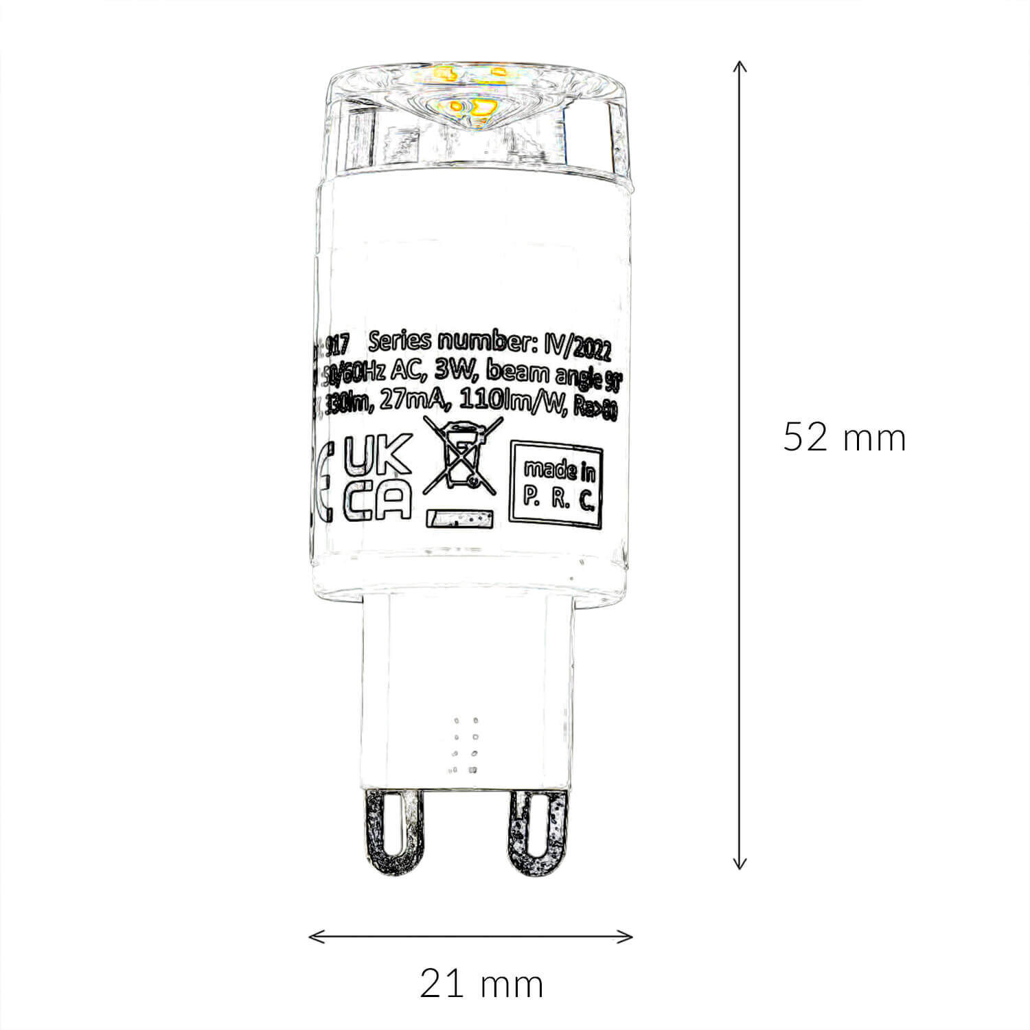 LED Leuchtmittel G9 3000 K 3W H: 52 mm - LM139