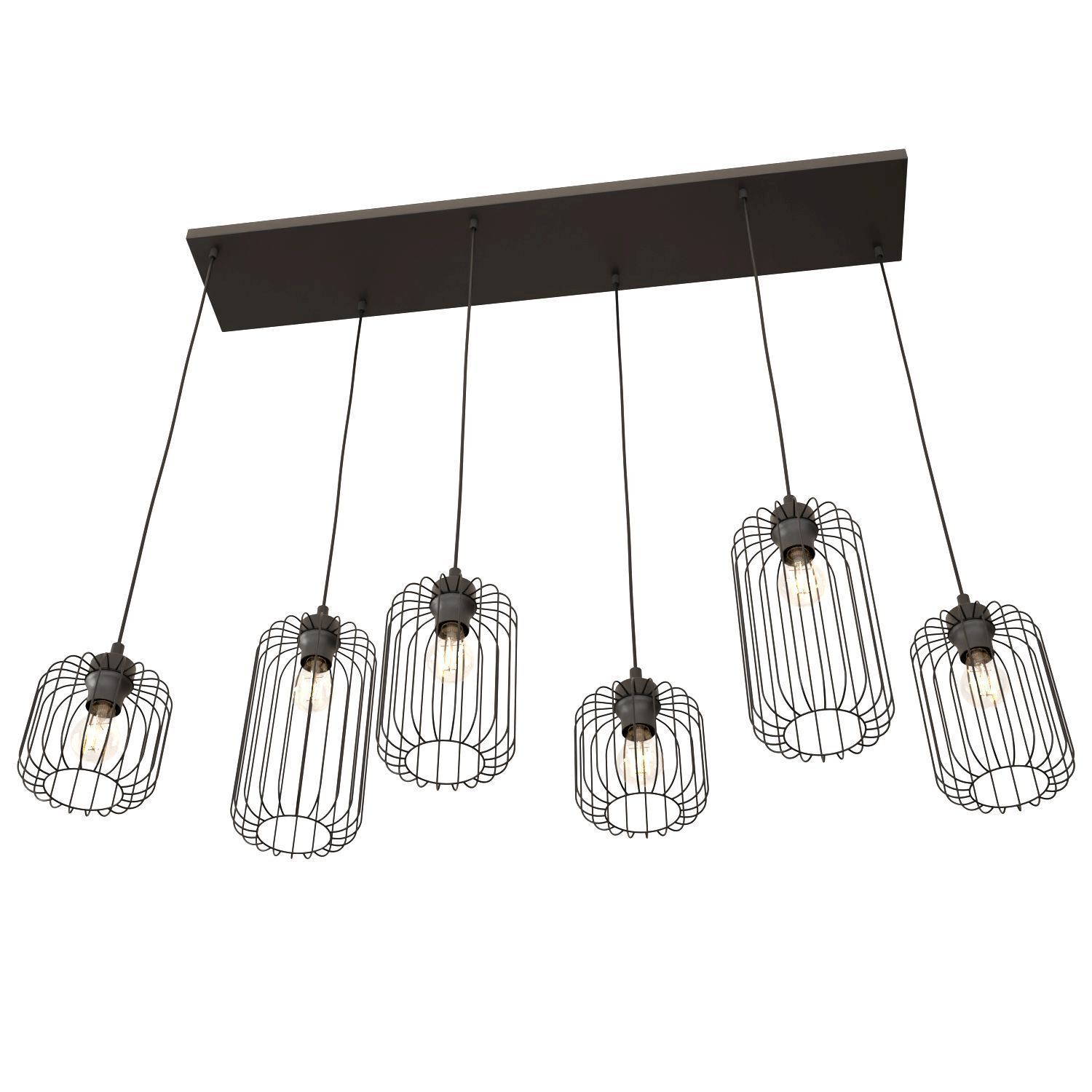 Metall Pendelleuchte Schwarz 115 cm 6-flammig dekorativ Leuchter, Lampe