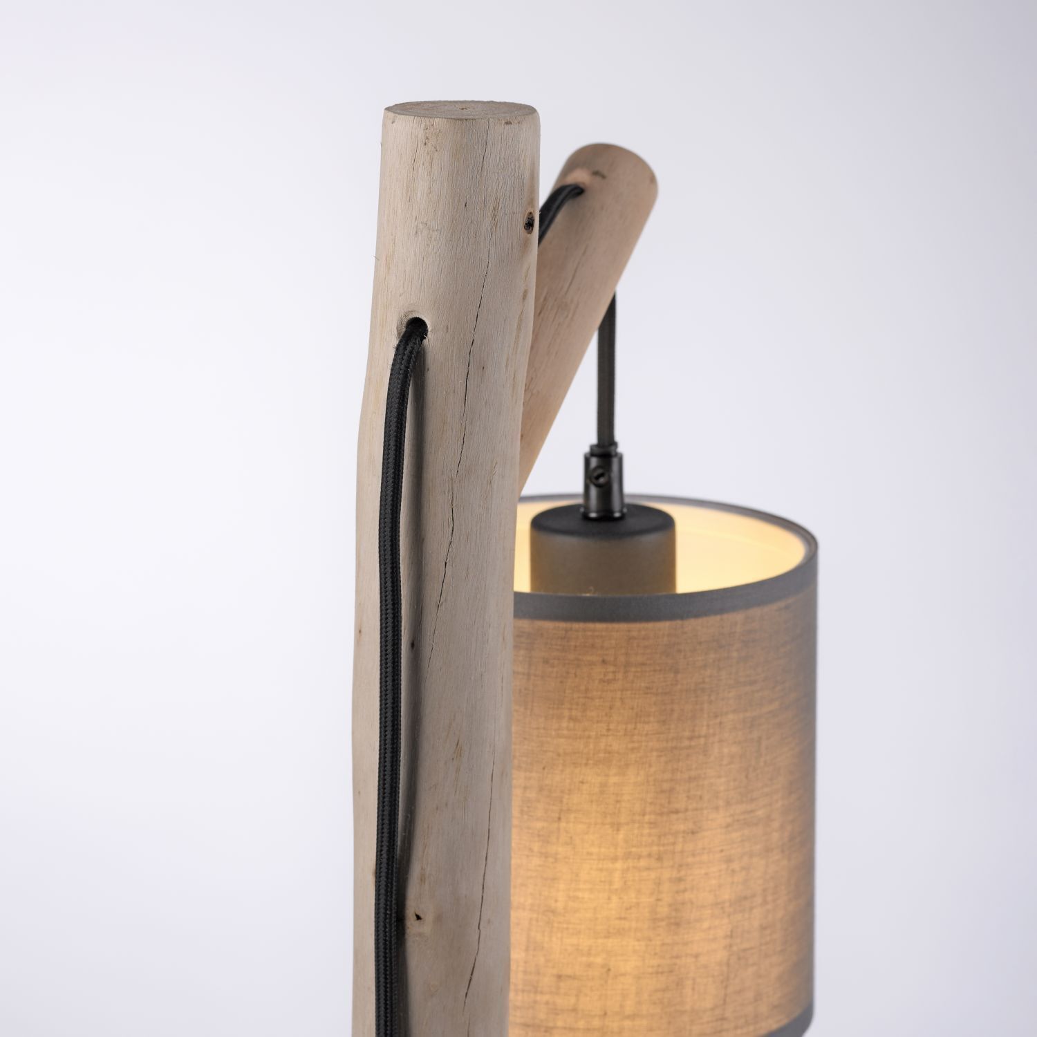 Gemütliche Tischleuchte Stoffschirm Holz H:52,5 cm Lampe, Lampenschirm, Tischlampe