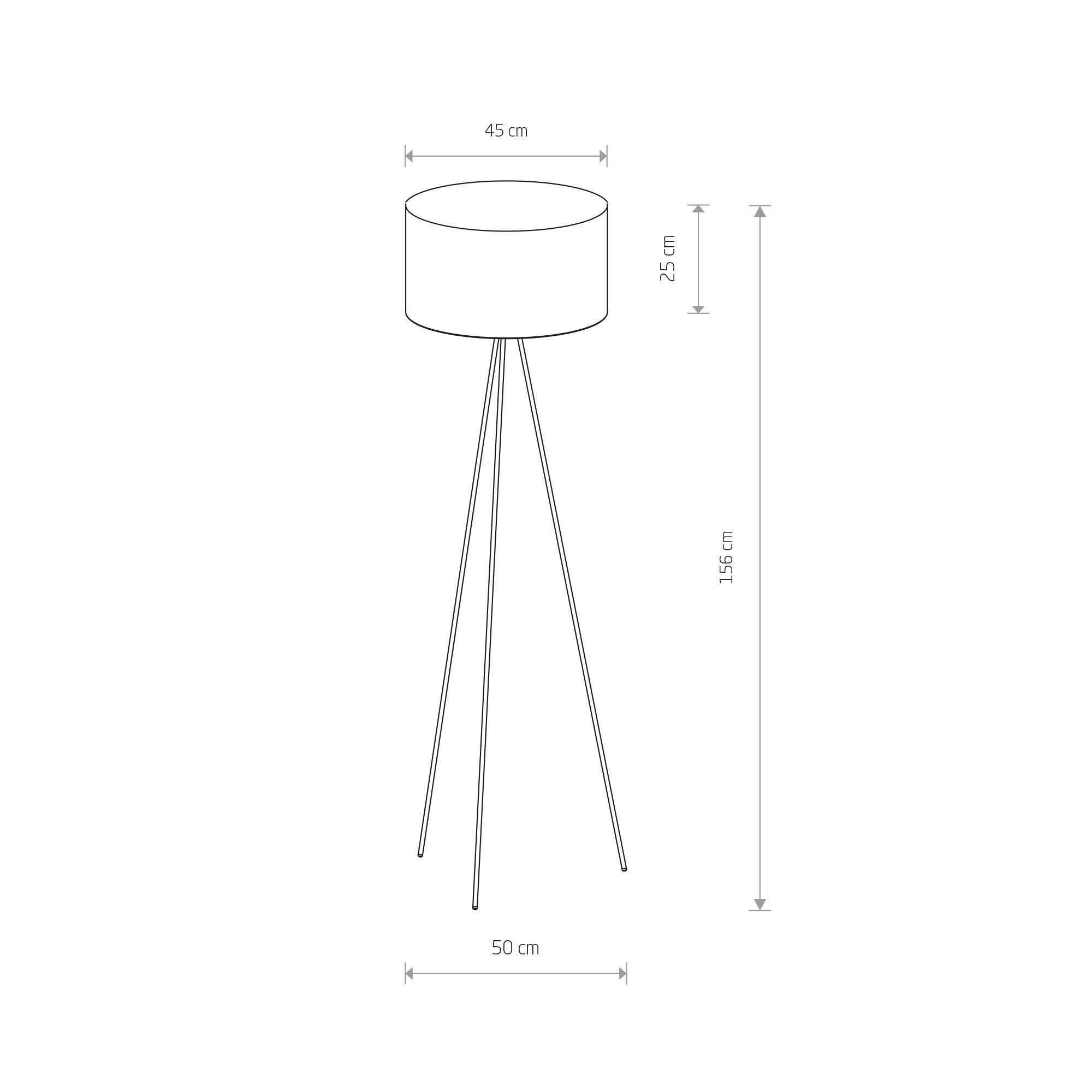 Stehleuchte, Lampenschirm, Tripod-Lampe, Beine aus Metall, Maße-165cm
