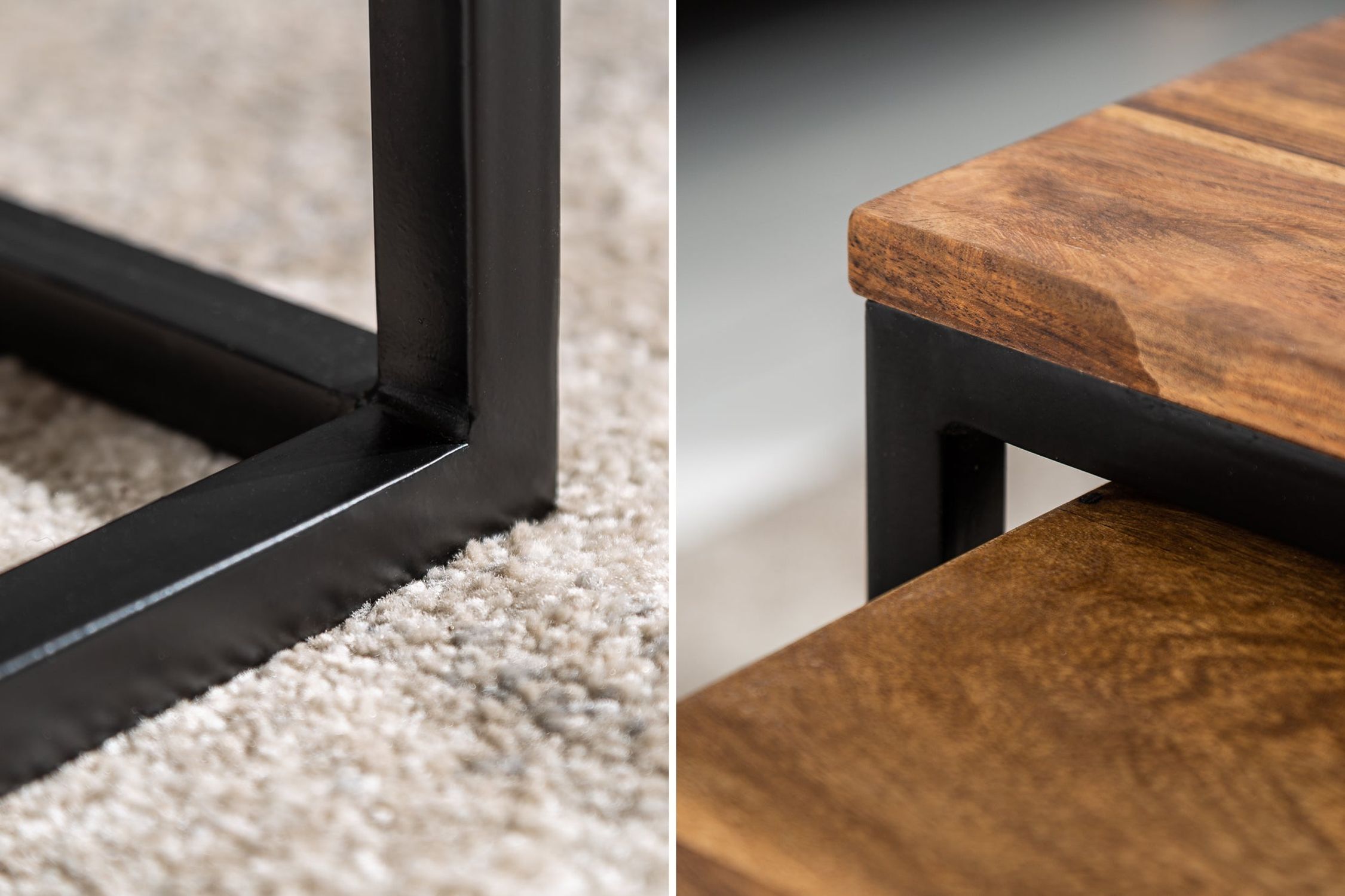 Table basse 2 pièces bois de sheesham métal Hartholz, Holz, Innenarchitektur, Gebeiztes Holz, Kaffeetisch