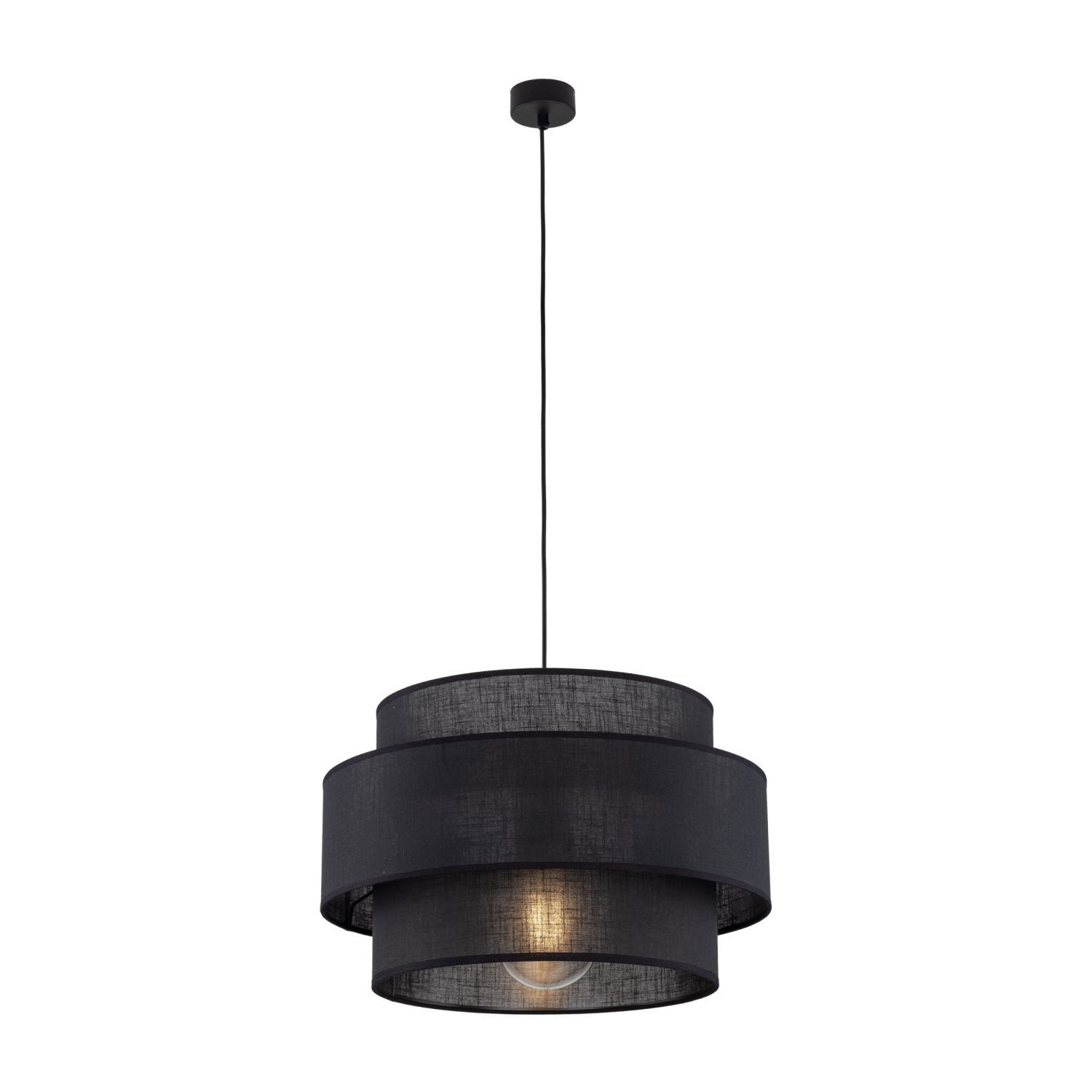 Lampe à suspendre Noir Ø 50 cm H : max. 160 cm Tissu Métal E27