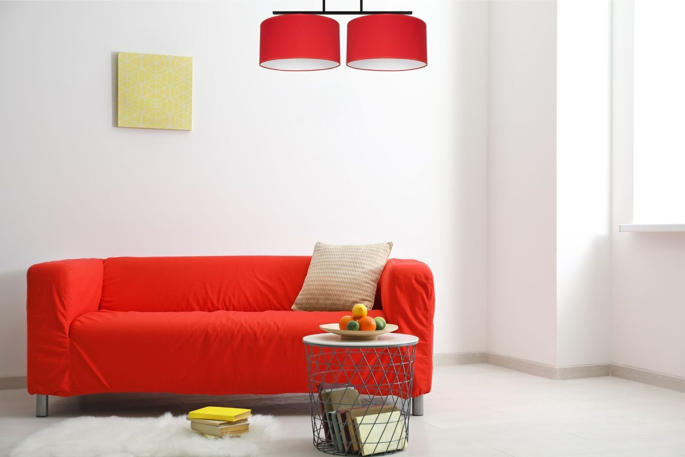 Sofa, Couch, Rot, Wohnzimmer, Couchtisch