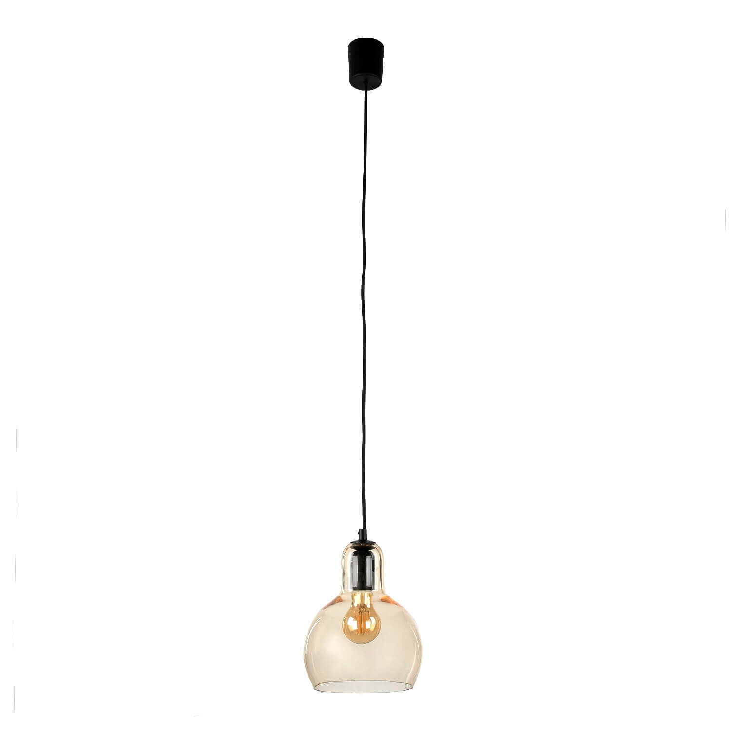 Suspension E27 Ø 18 cm verre orange chrome Lampe
