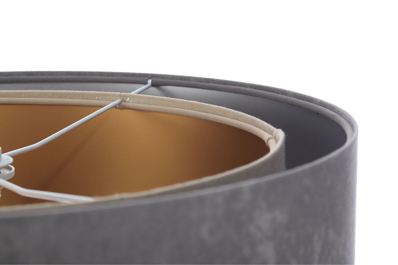 Pendelleuchte rund Ø 50 cm Grau Silber Beige Gold E27 Stoff Zubehor