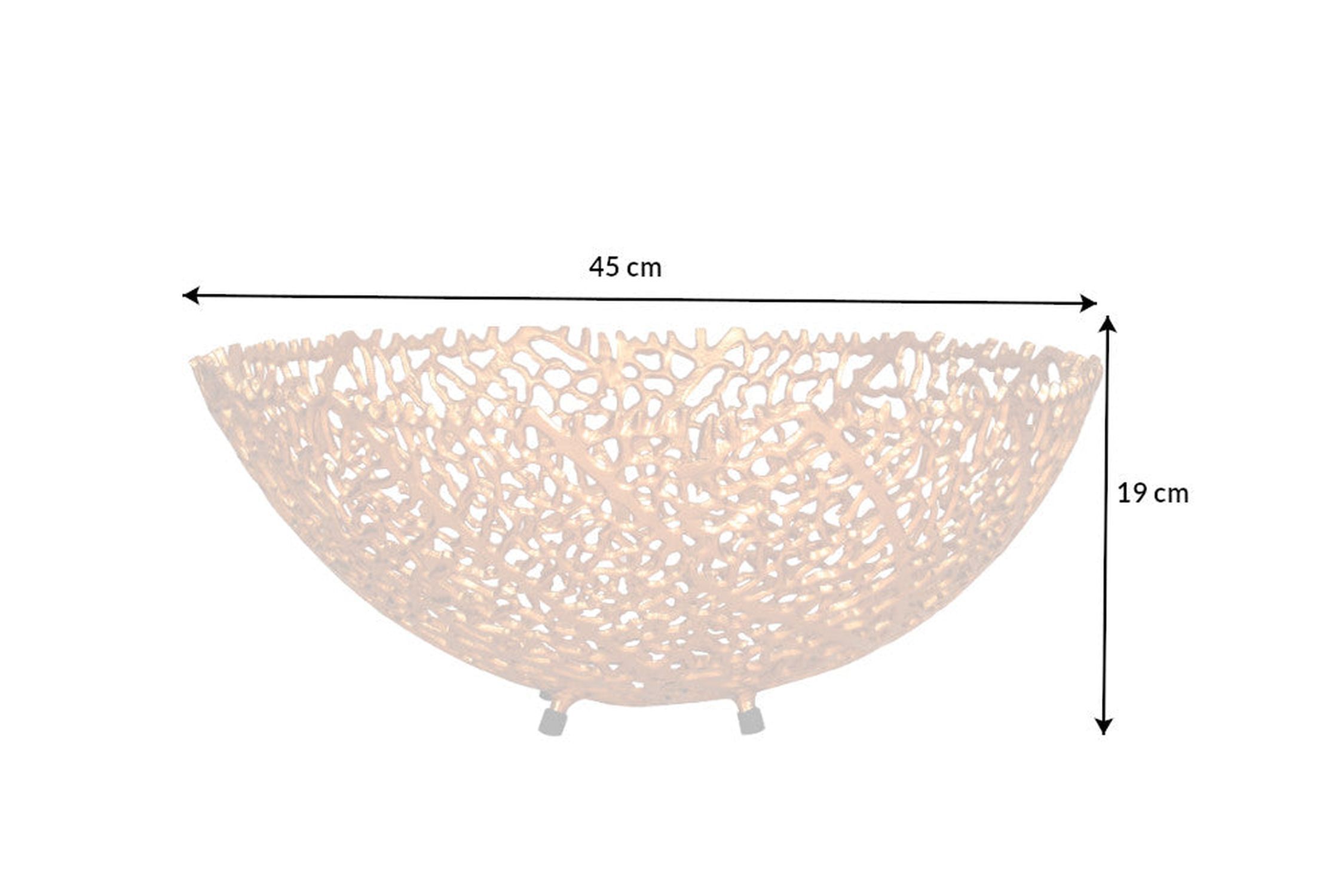 Coupe décorative en métal Ø 46 cm faite à la main en or PAULA