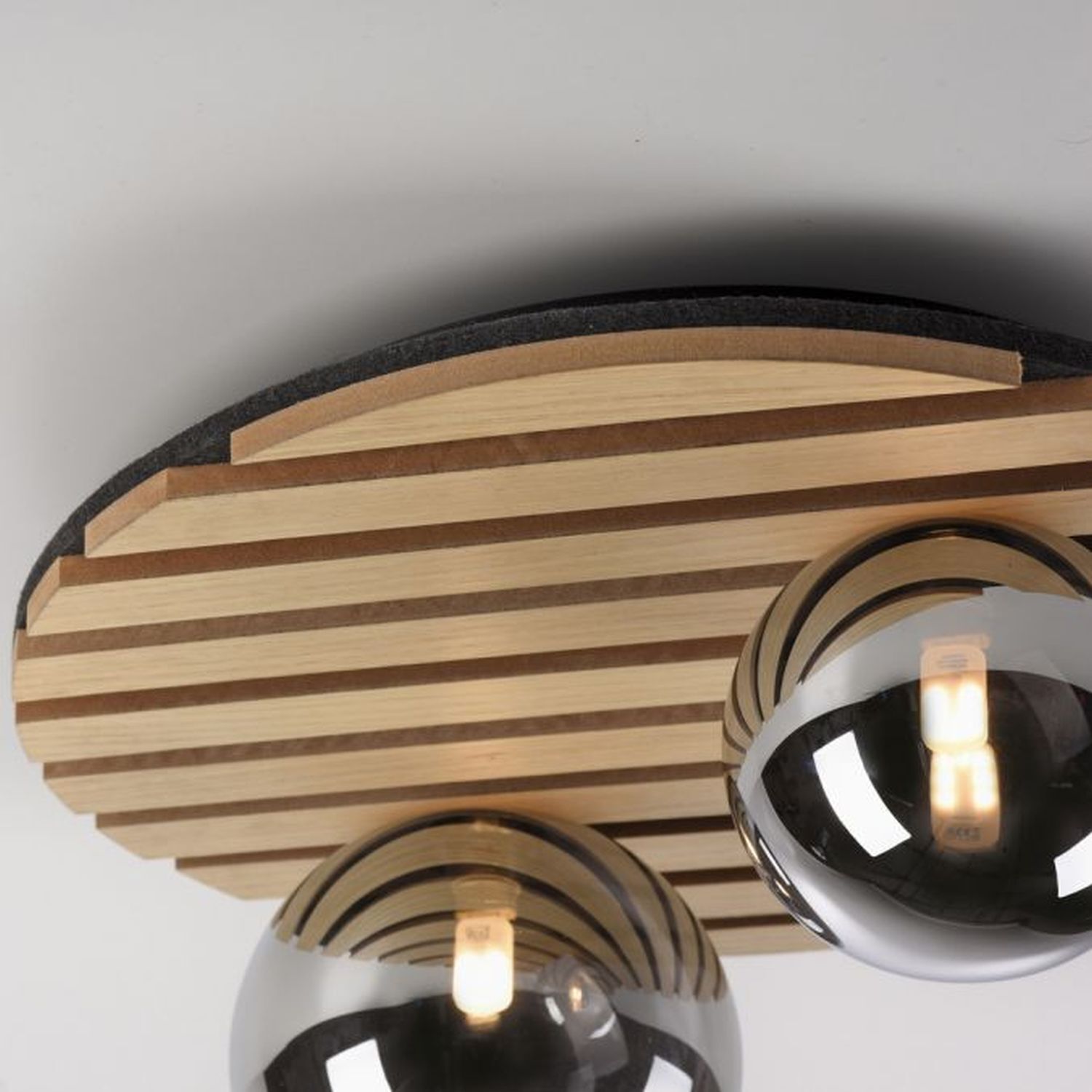 Lampe de plafonnier confortable Boules de verre en bois G9 Ø38,5 cm Naturel Drinnen, Innenarchitektur, Holz, Deckenleuchte, Helm