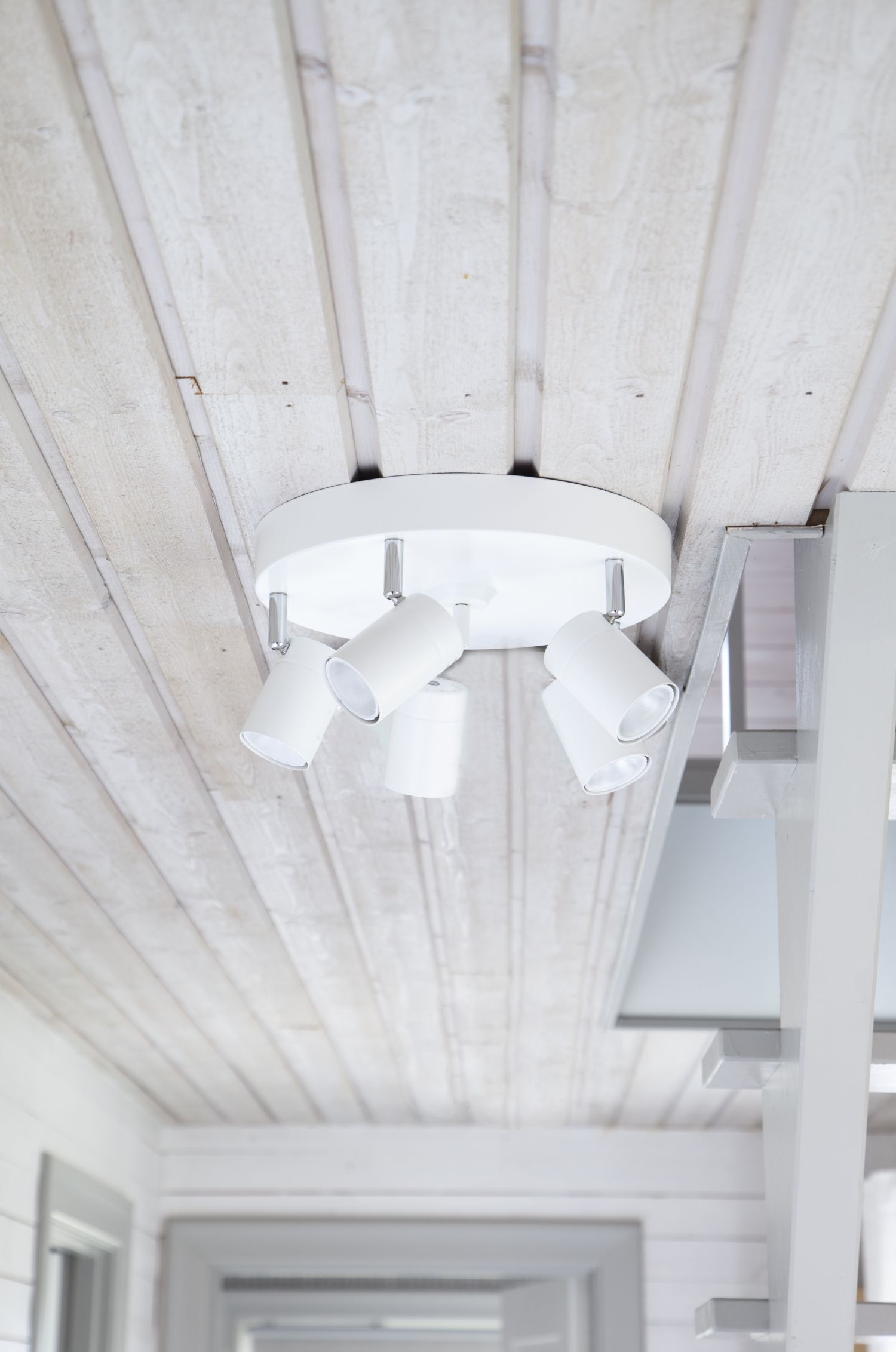 Deckenstrahler Weiß GU10 4-flammig klein Ø 30 cm Deckenleuchte, Spotlights, Weiß, Metall, Deckeneinbau