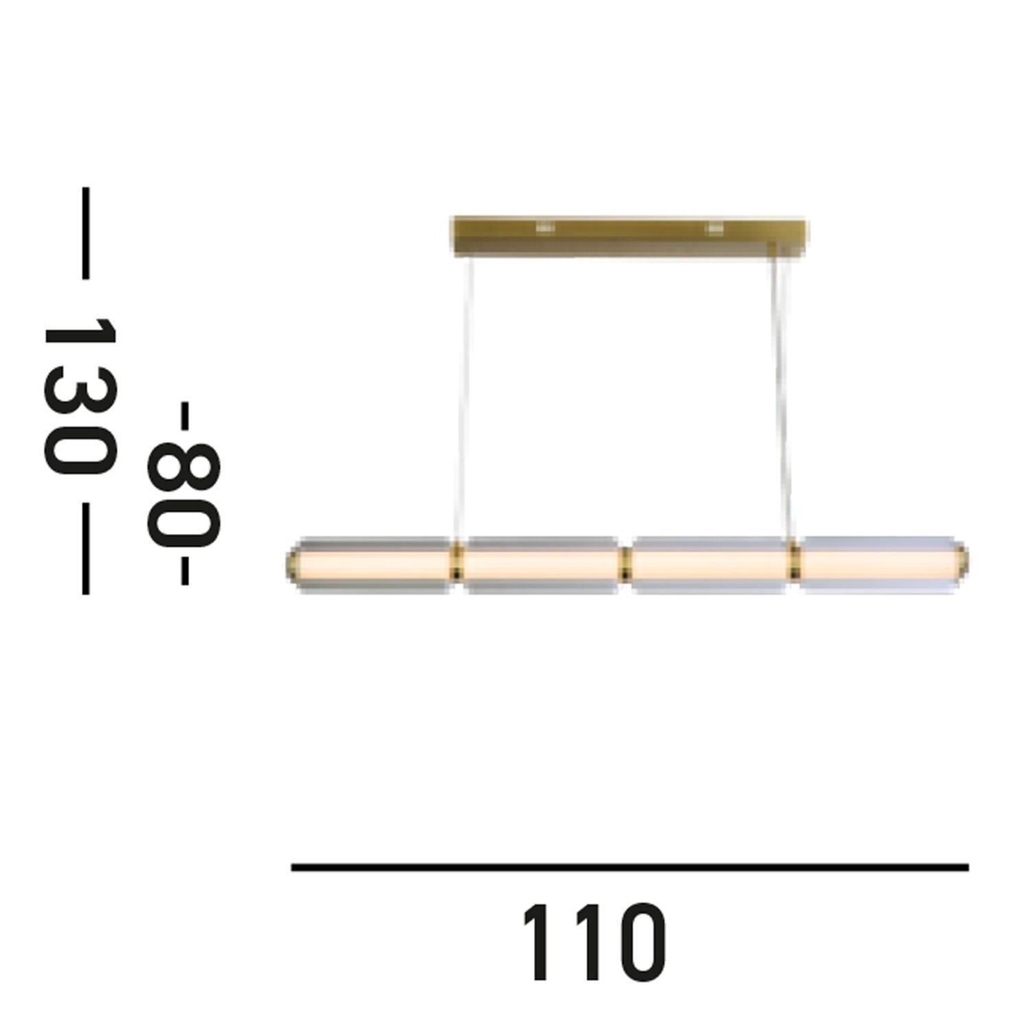 Lange LED Pendelleuchte Glas Metall 109 cm warmweiß hängendes Lampenpanel, pendelleuchte, LED-Leuchte, goldene Stangen, Deckenmontage