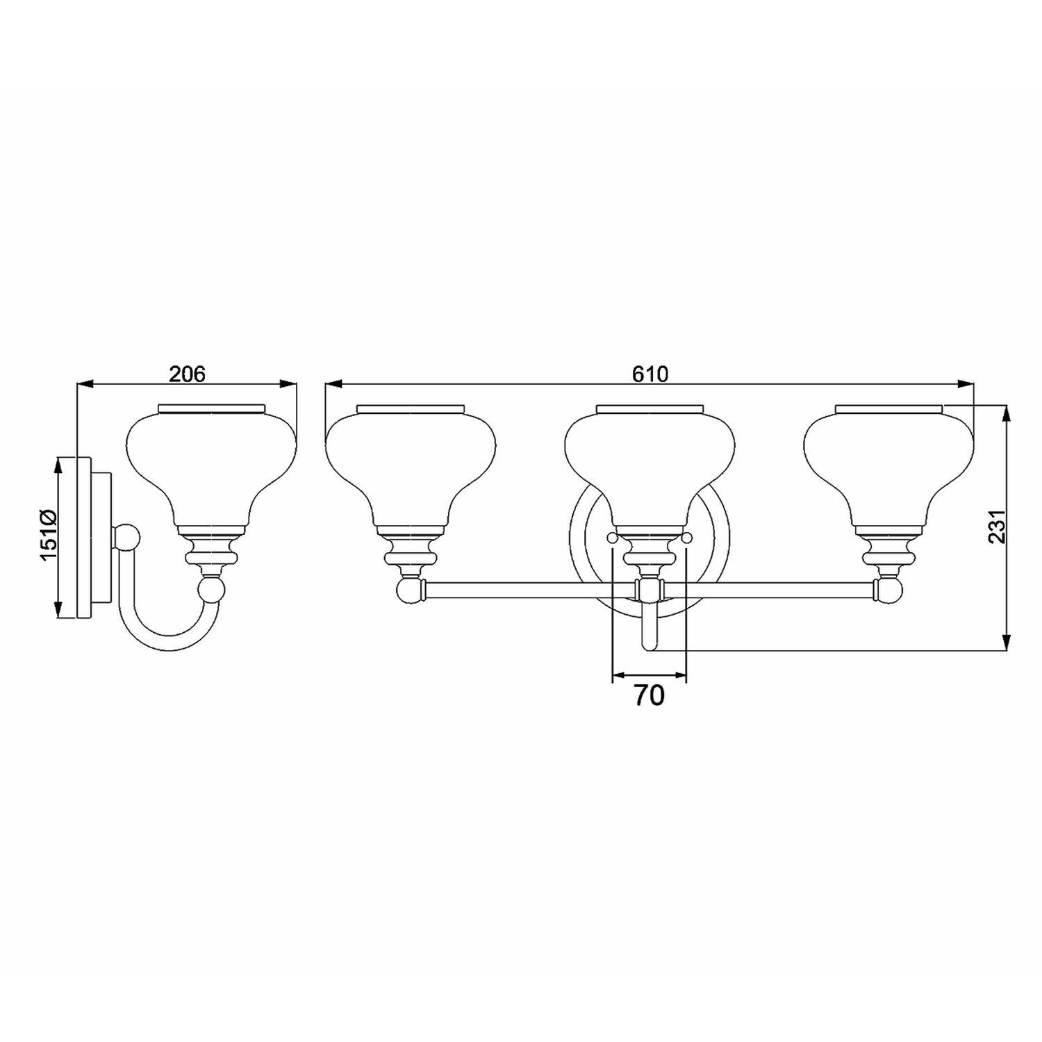 Badezimmerlampe LED G9 IP44 B: 61 cm Messing Weiß Licht