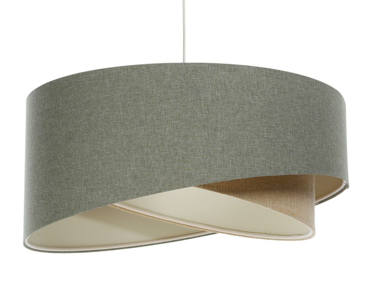 Suspension E27 Abat-jour en tissu Ø 50 cm Vert Beige réglable