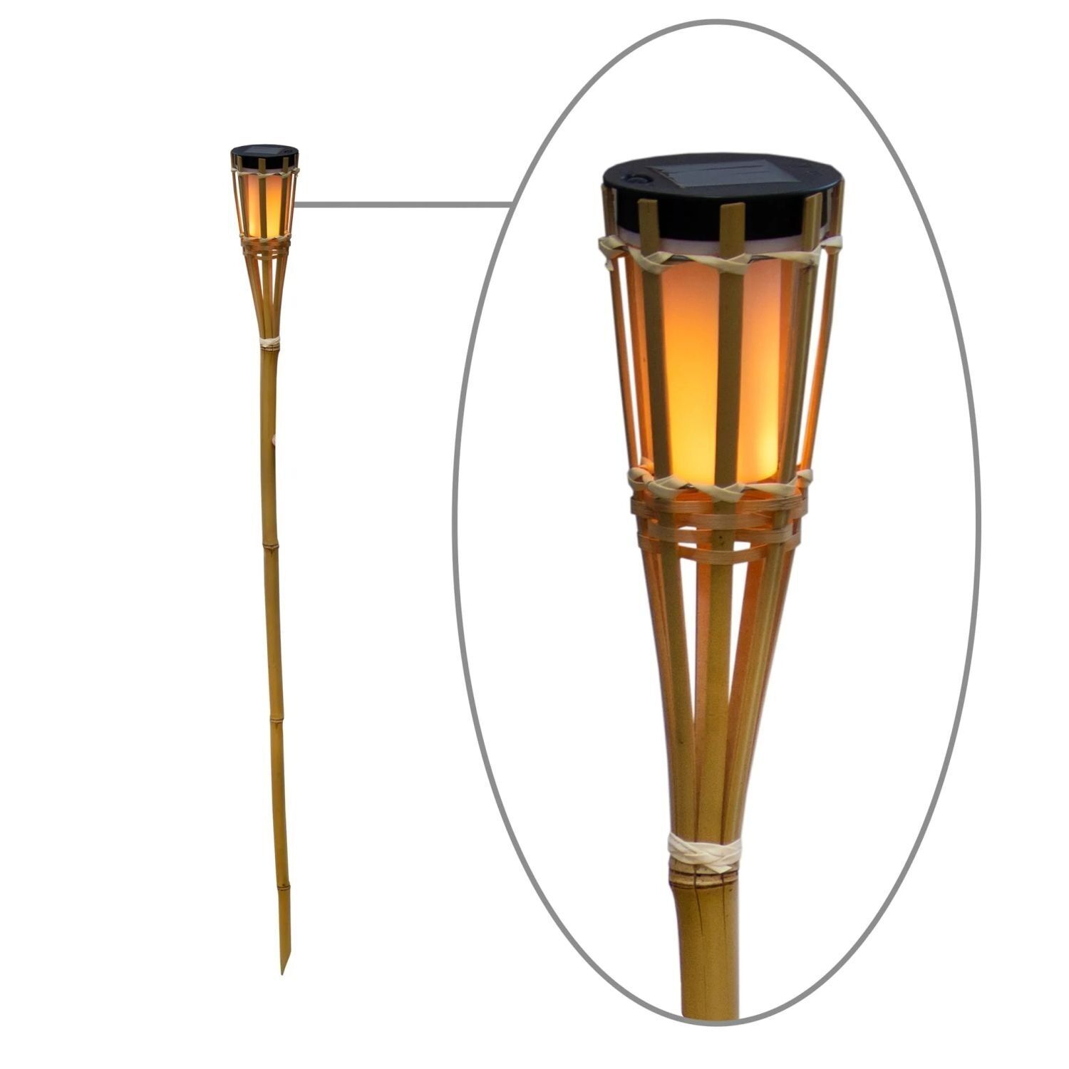 Tiki-Torch, Rattan, Solar, Stabform, Gartenlicht
