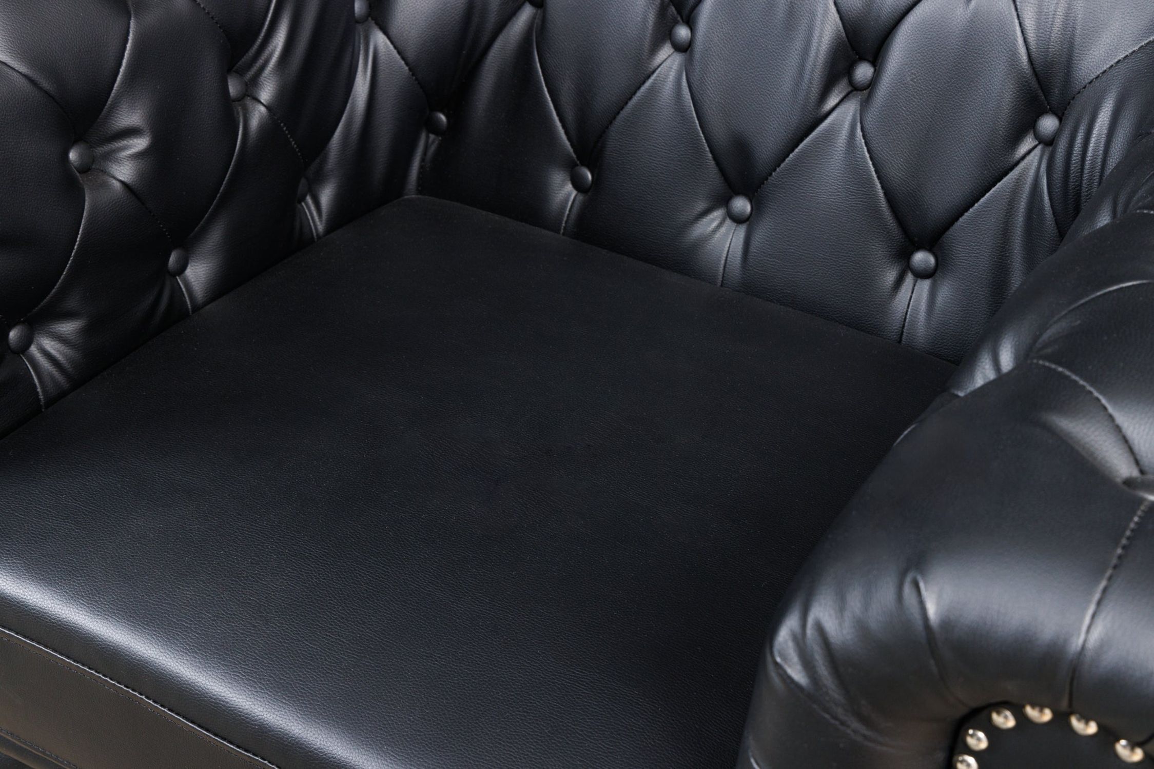 Sessel Kunstleder Schwarz Braun B: 110 cm Chesterfield Moebel, Stuhl, Couch