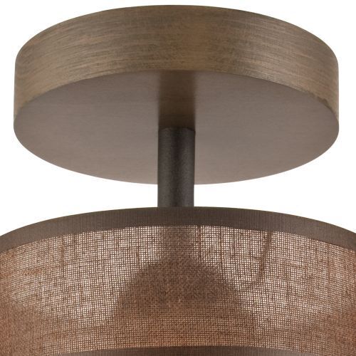 Wohnzimmer Deckenleuchte BLAINE Holz Stoff Braun