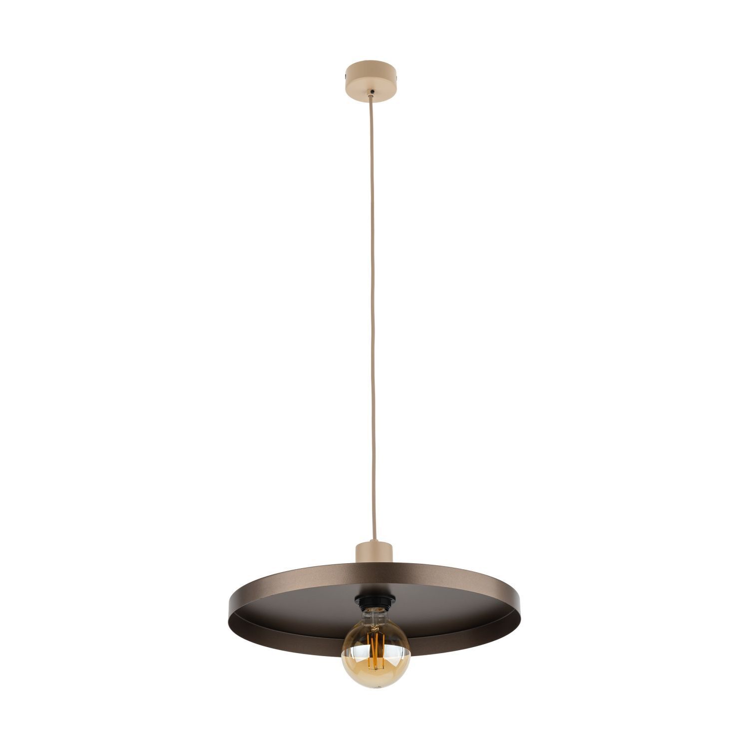 Lampe à suspendre E27 Ø40 cm ronde Gris sable Marron Vintage Lampe, Leuchte, Kronleuchter