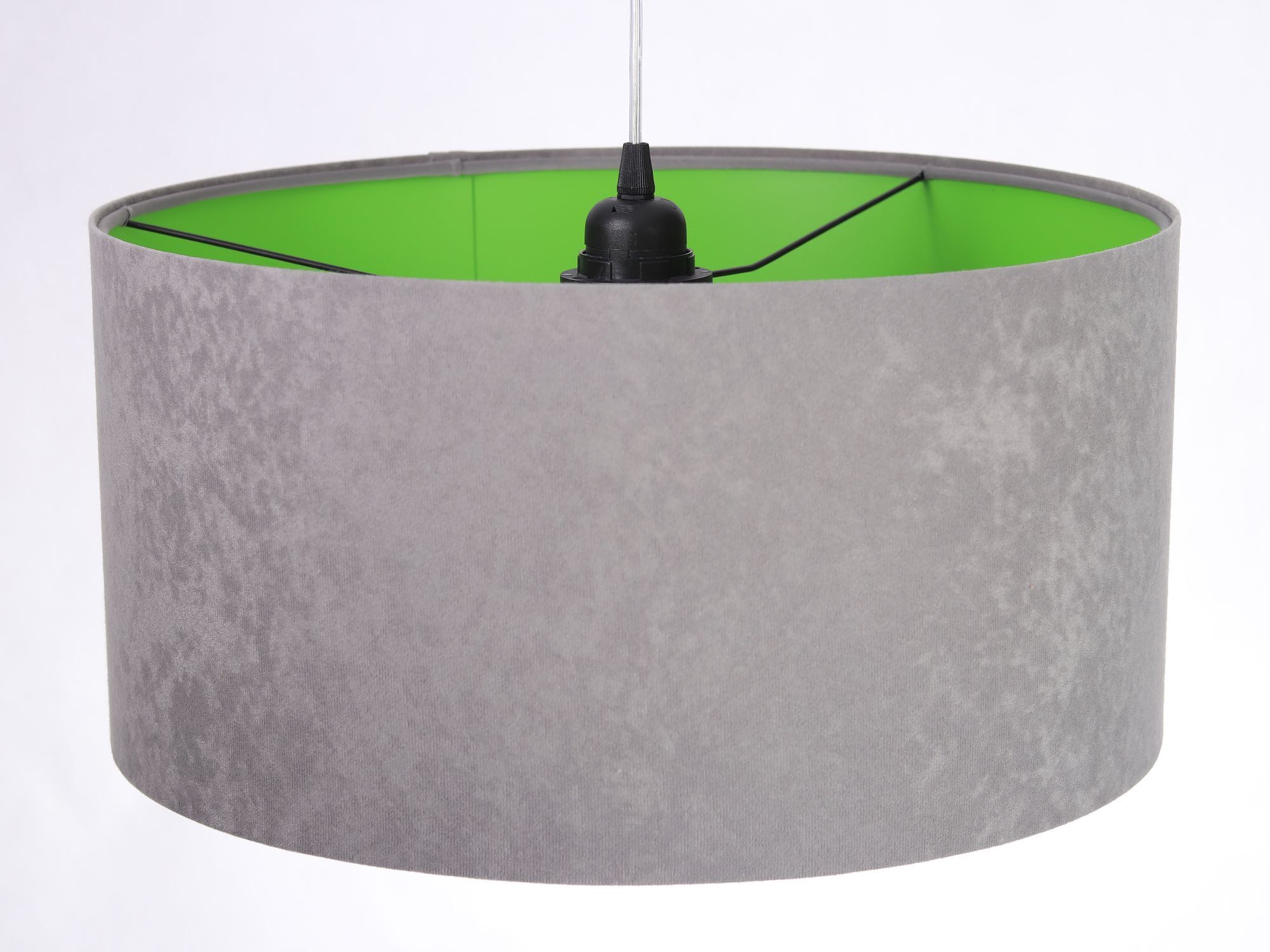 Suspension ronde Tissu Abat-jour Gris Vert Table à manger JERRY