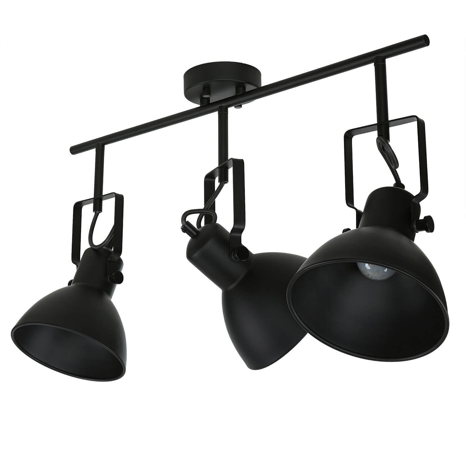 deckenleuchte, hängeleuchte, schwarz, metall, drei flammen