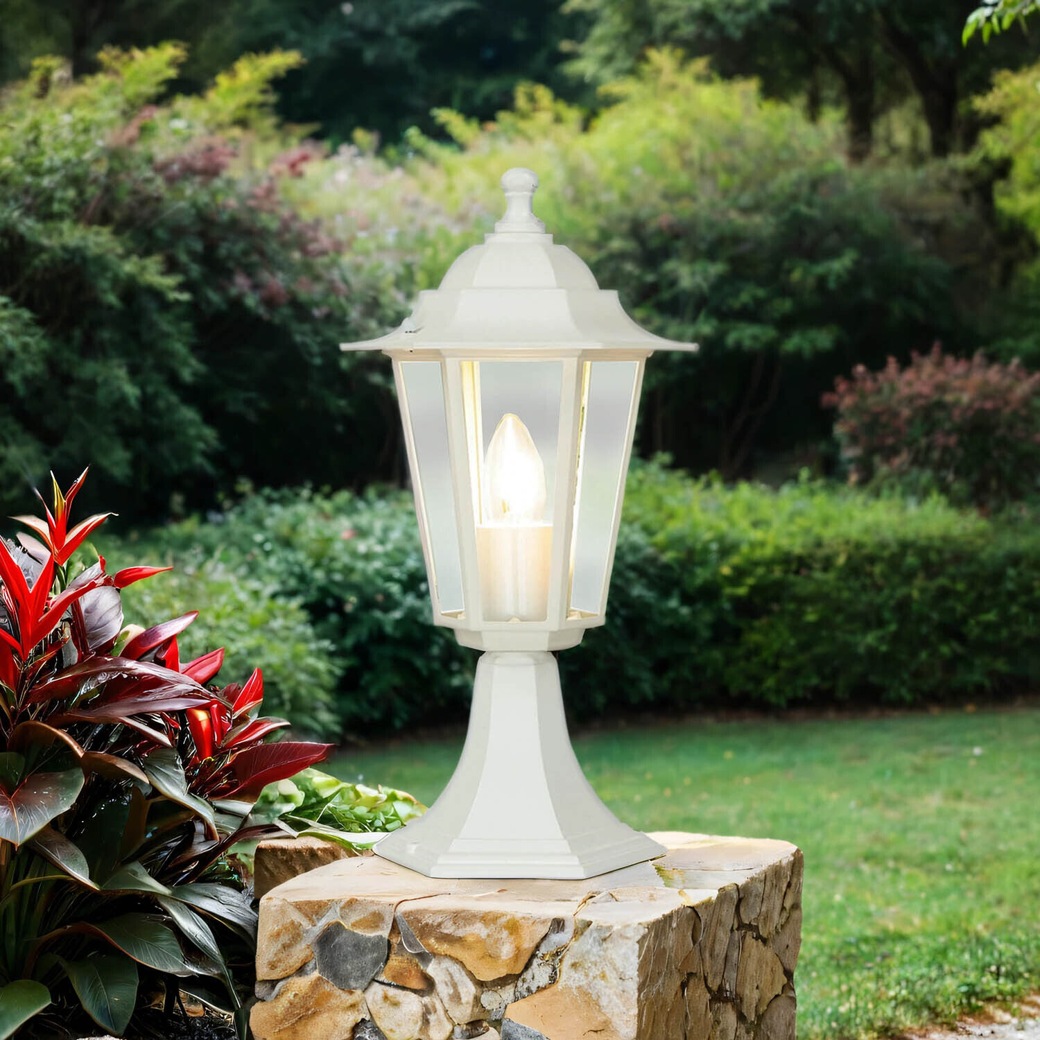 Sockel Wegeleuchte Garten PARIS Weiß IP44 rustikal Lampe