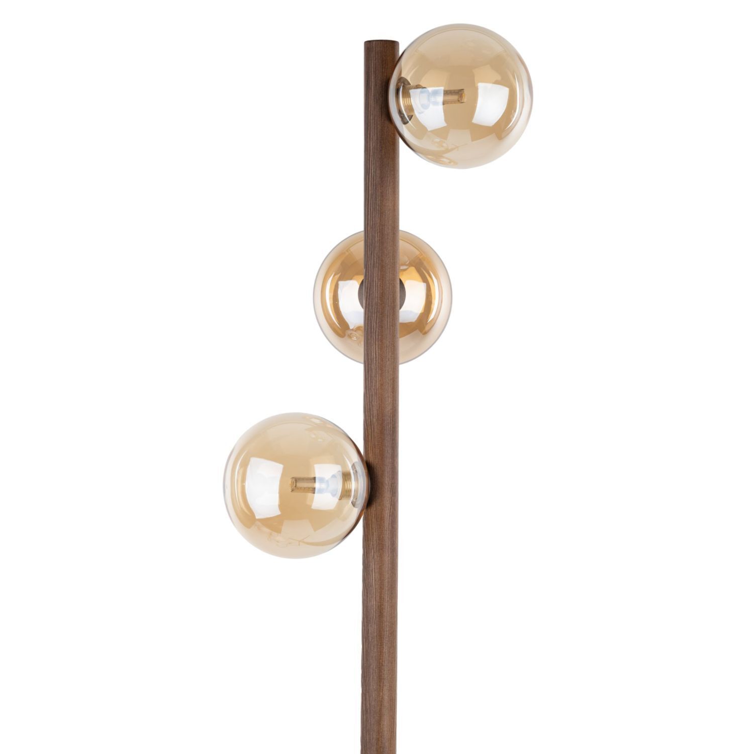 Stehlampe, Holz, Glühbirne, 3 Kugeln, Vintage Stil