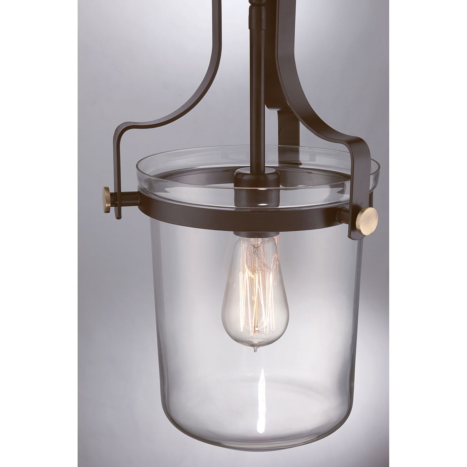 Lampe de plafond verre métal en bronze clair E27 Industrial
