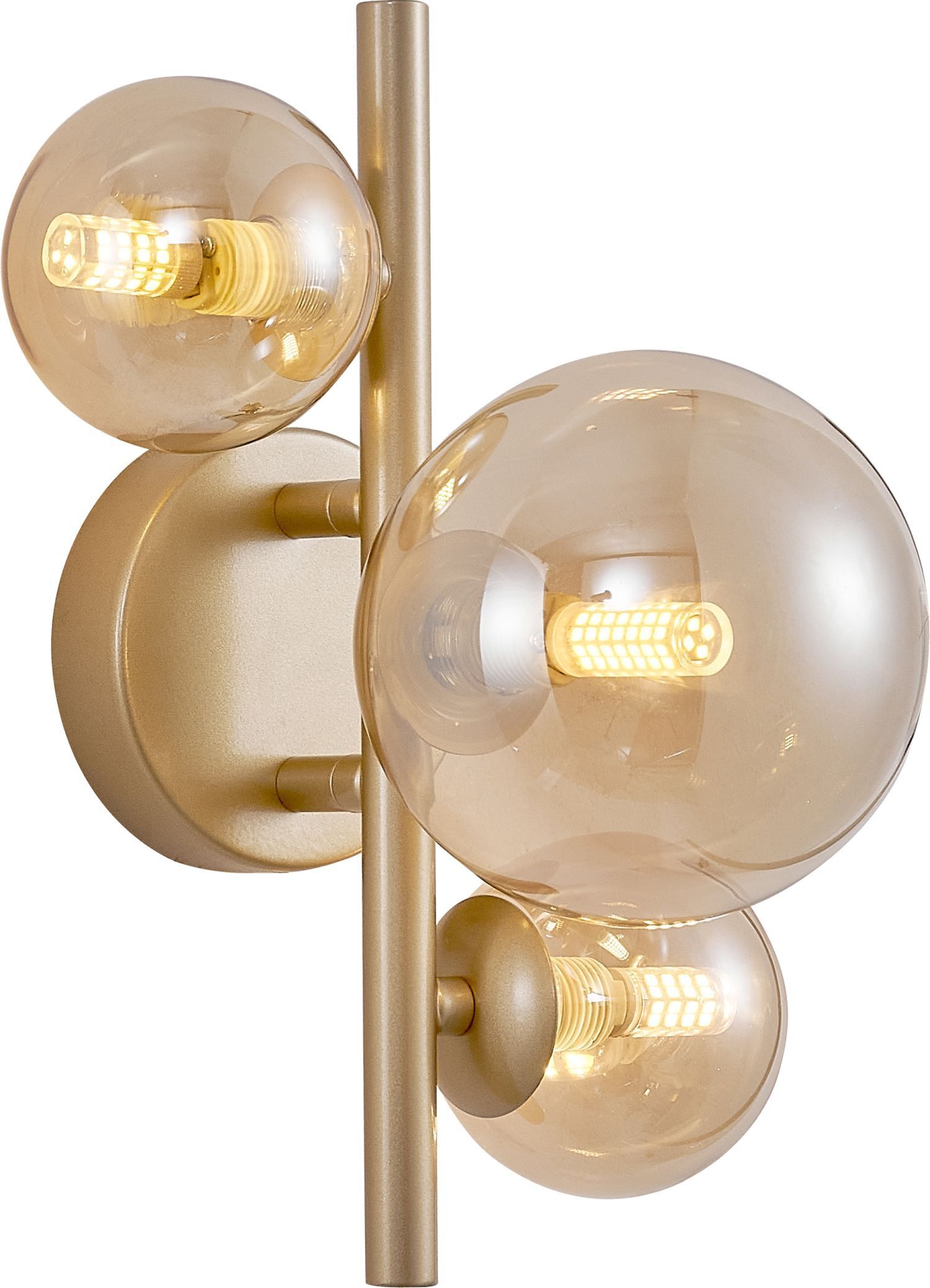 Wandlampe Rauchglas H: 40 cm in Gold Creme 3x G9 Retro