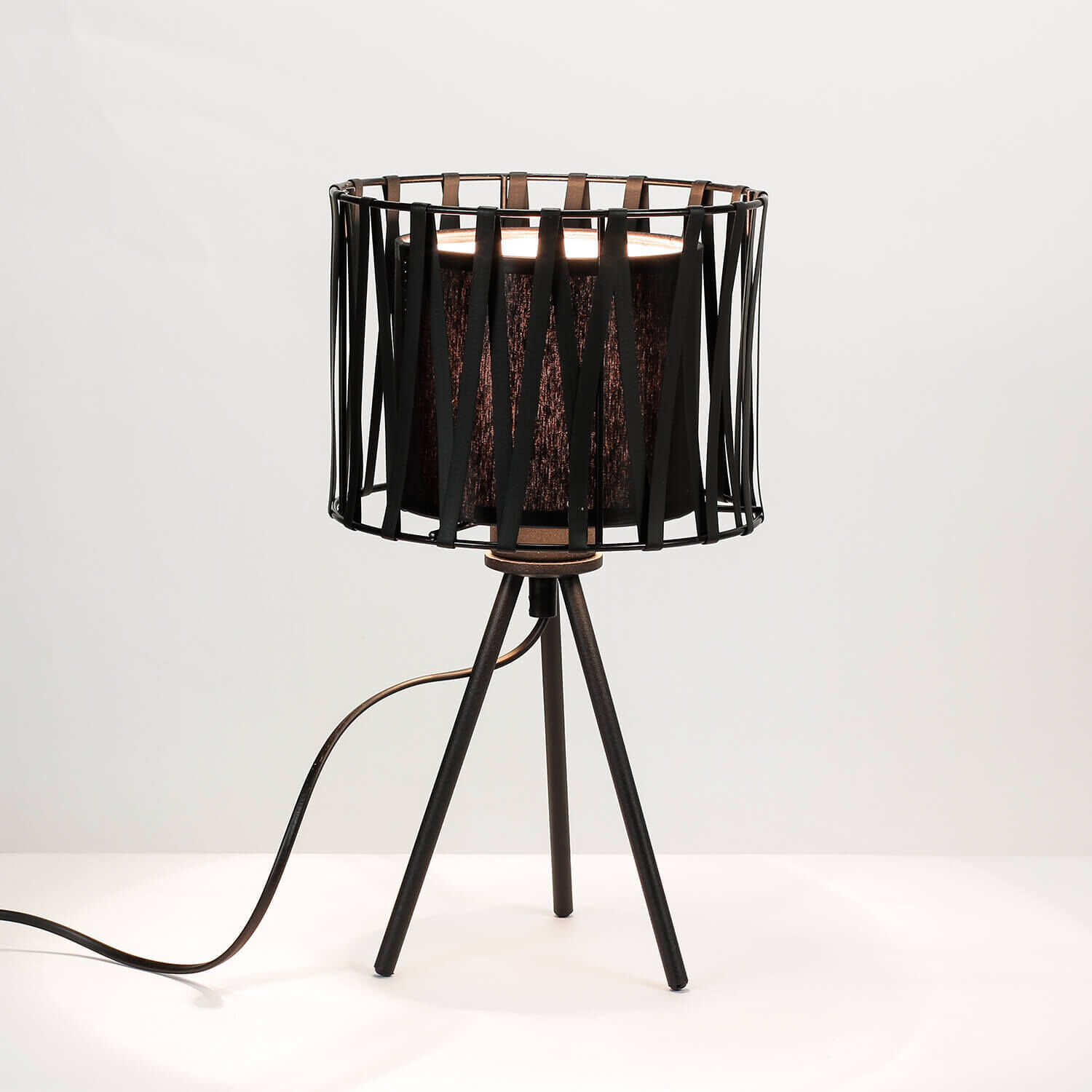 Schwarze Tischleuchte Metall H 35cm Doppelschirm Lampe, Lampenschirm