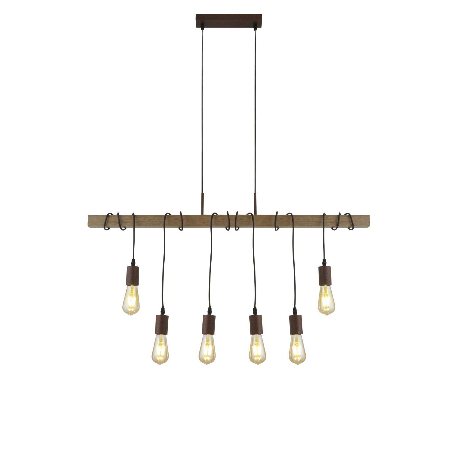 Lampe à suspendre bois poutre L : 100 cm pour 6x E27 Moderne
