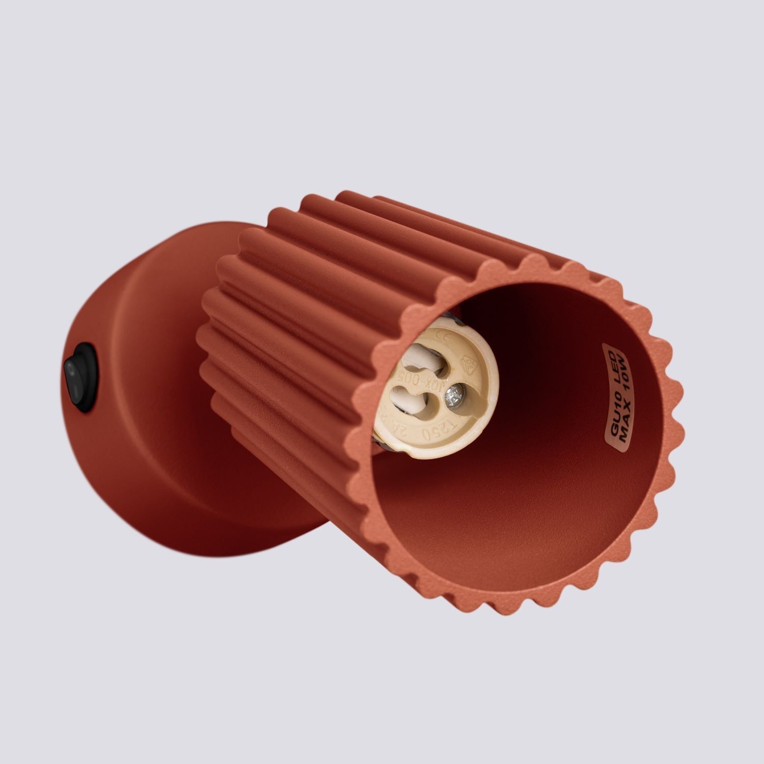 Wandleuchte mit Schalter Rot GU10 B:8 cm Alu schwenkbar