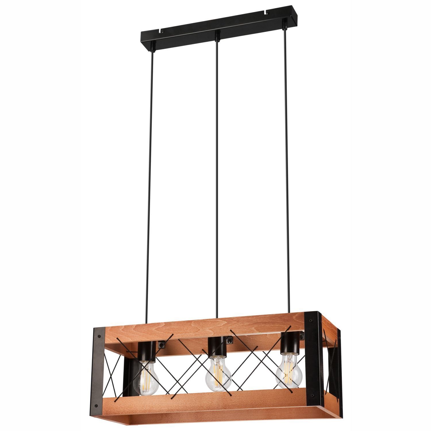 Suspension Rustique L : 53 cm réglable en hauteur Bois Métal