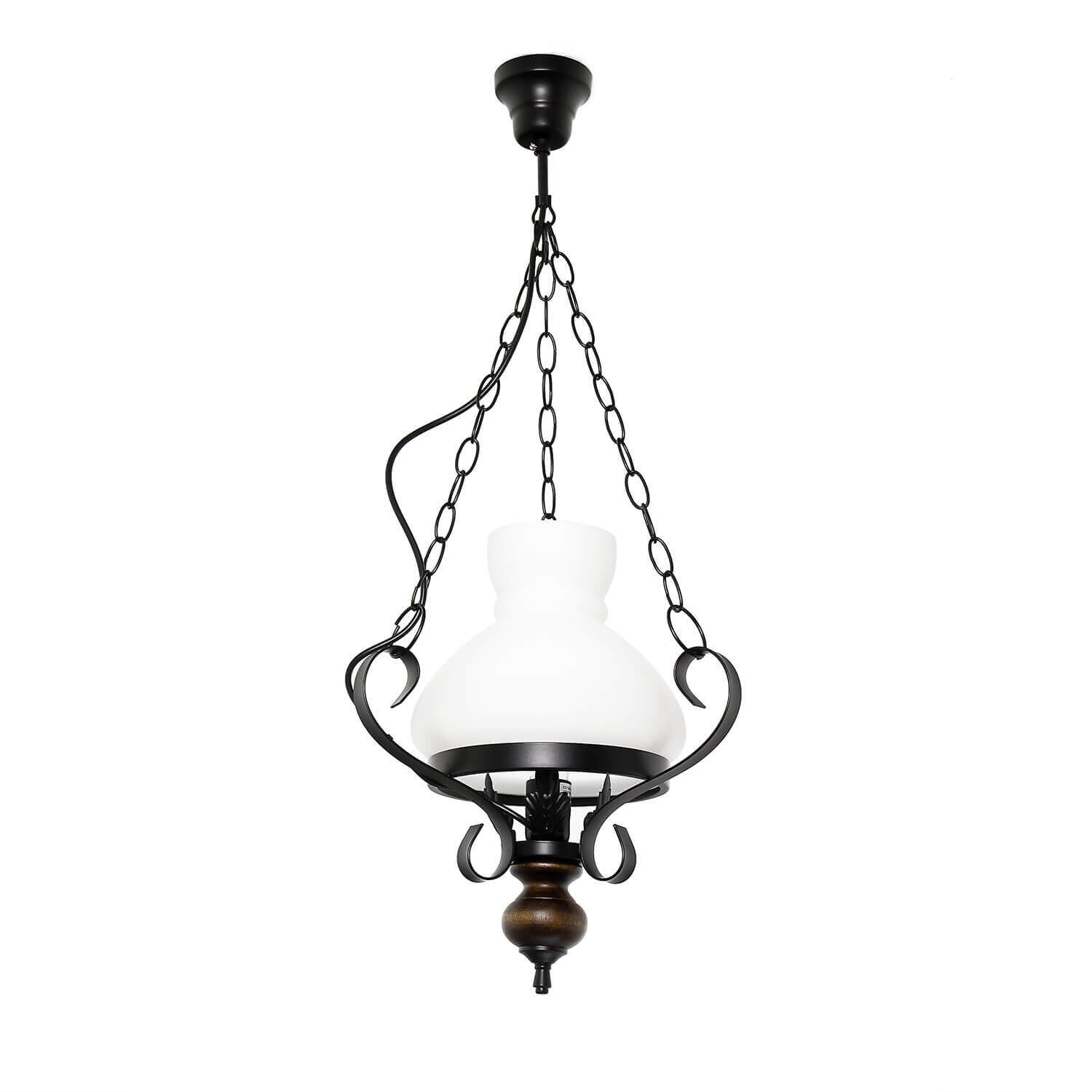 Echt-Holz Hängelampe Glas Metall Landhausstil E27 Lampe, Kronleuchter, Leuchte