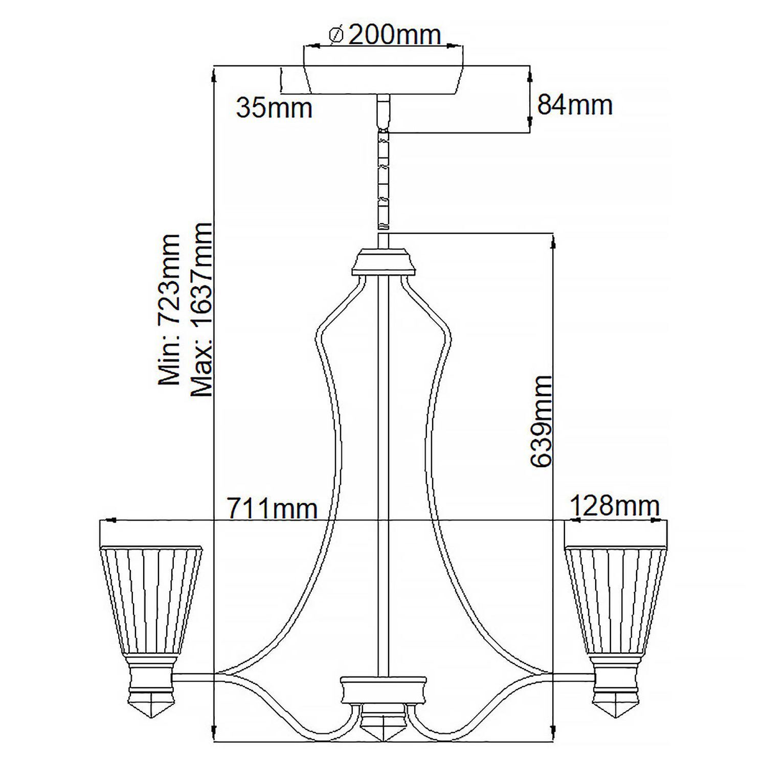 LED Kronleuchter Glas Metall IP44 B: 71,1 cm Bad Wohnzimmer Diagramm, Handlung