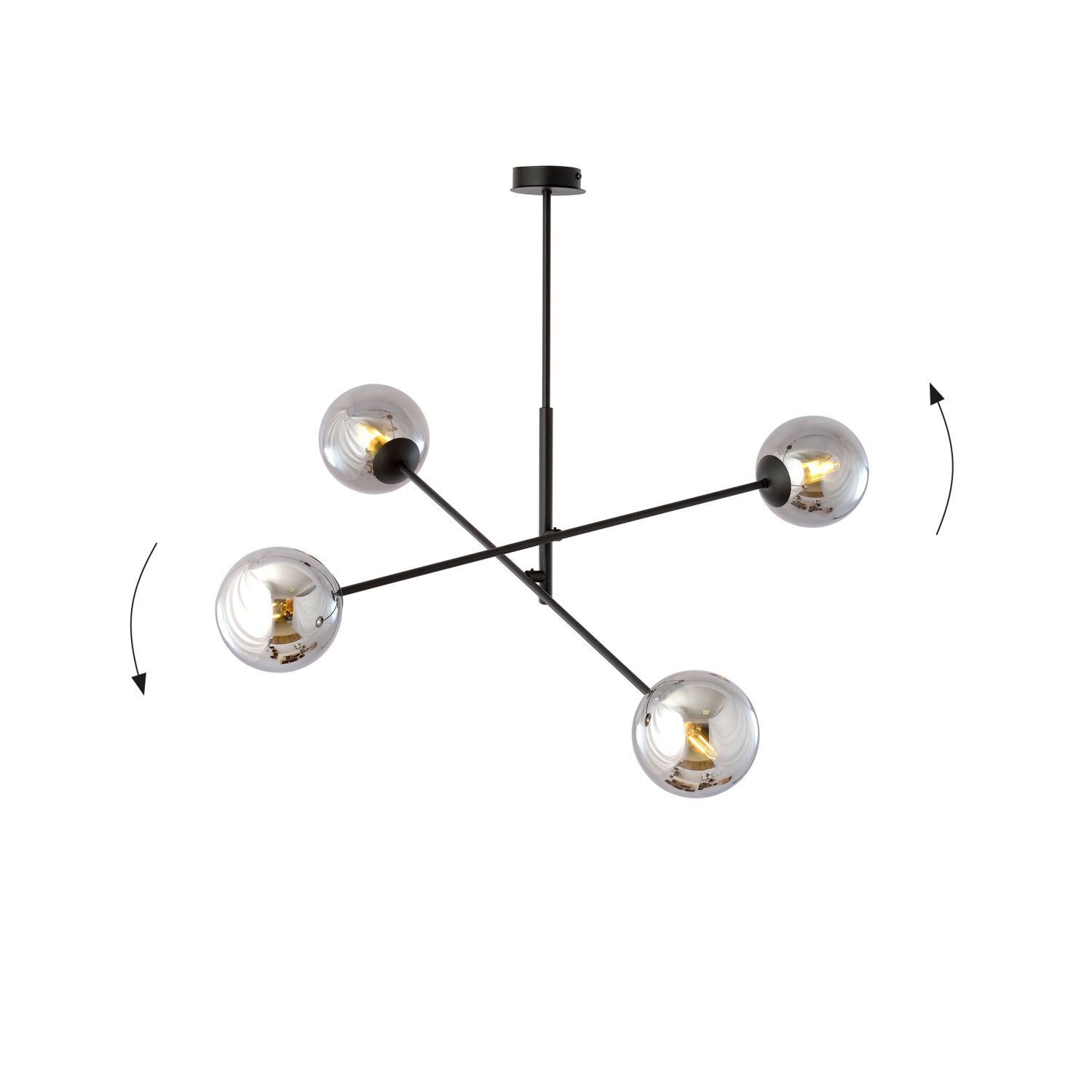 Deckenlampe schwenkbar L: 102 cm E14 4-flammig Kugelschirm Leuchter, Lampe, Deckenleuchte