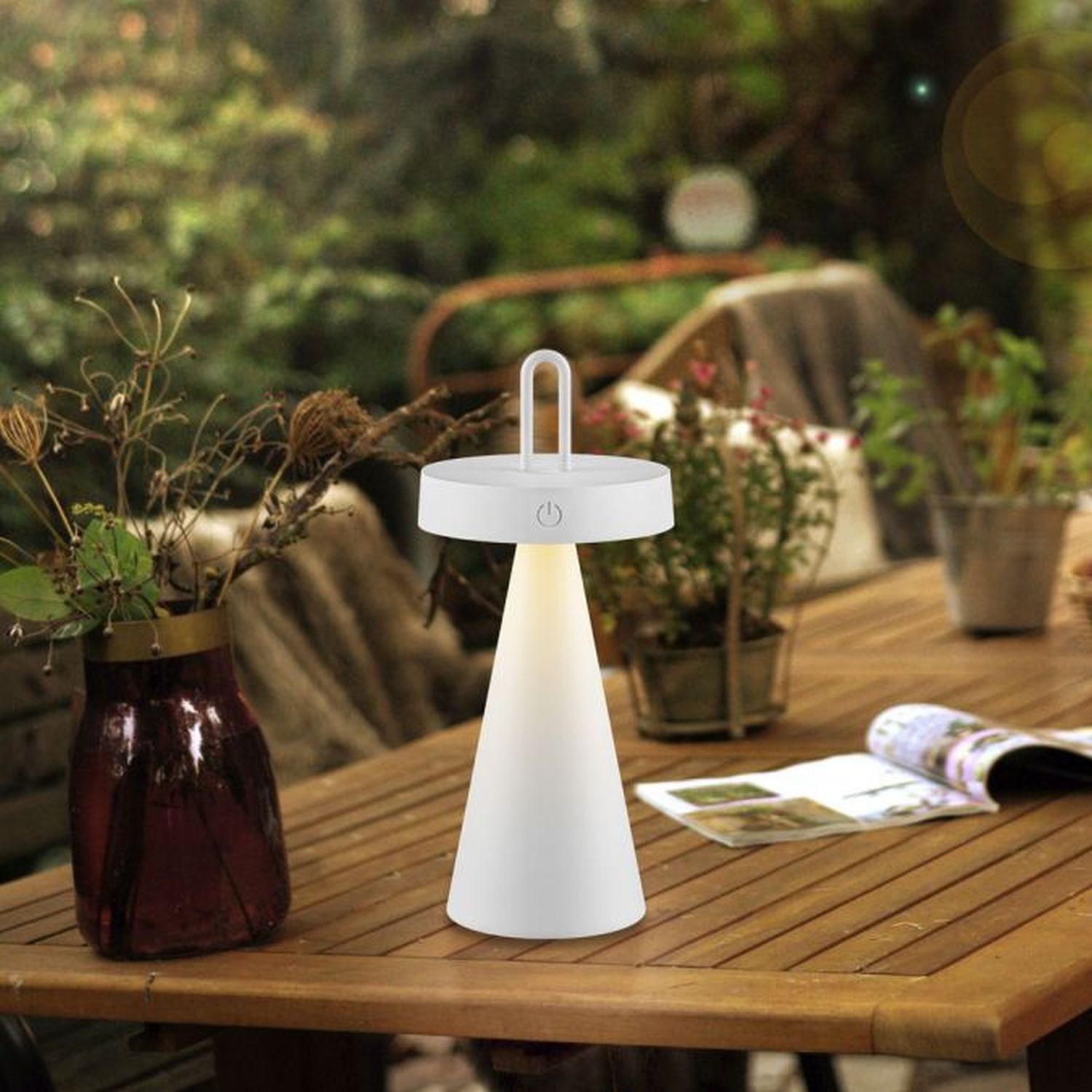 Lampe de table LED rechargeable Variateur Touch IP44 2700 K 28,9 cm Tabelle, Tischplatte, Esstisch, Pflanze, Kaffeetisch