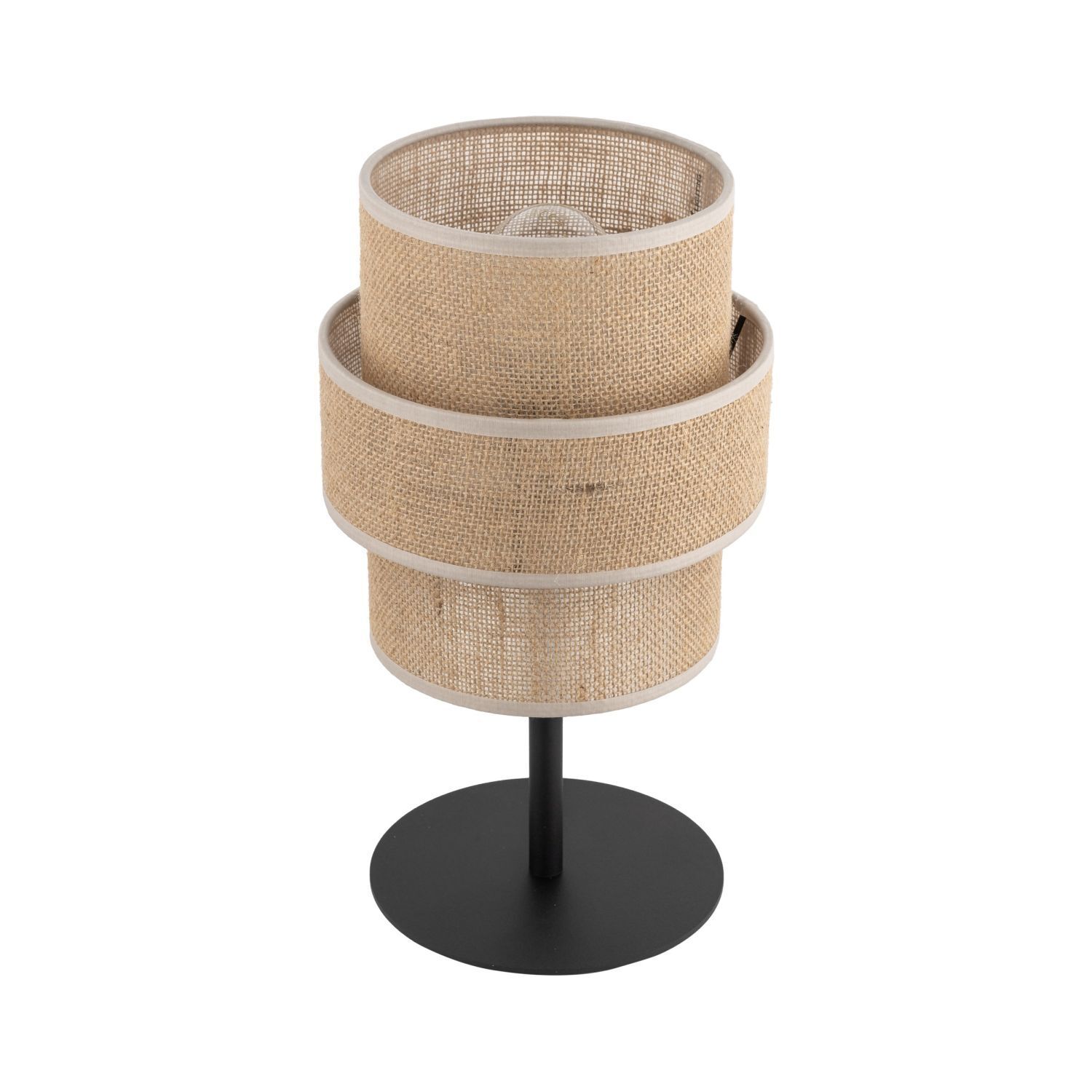 Jute Tischleuchte Metall 38 cm hoch Ø 20 cm Boho E27 Lampe, Mobiliar