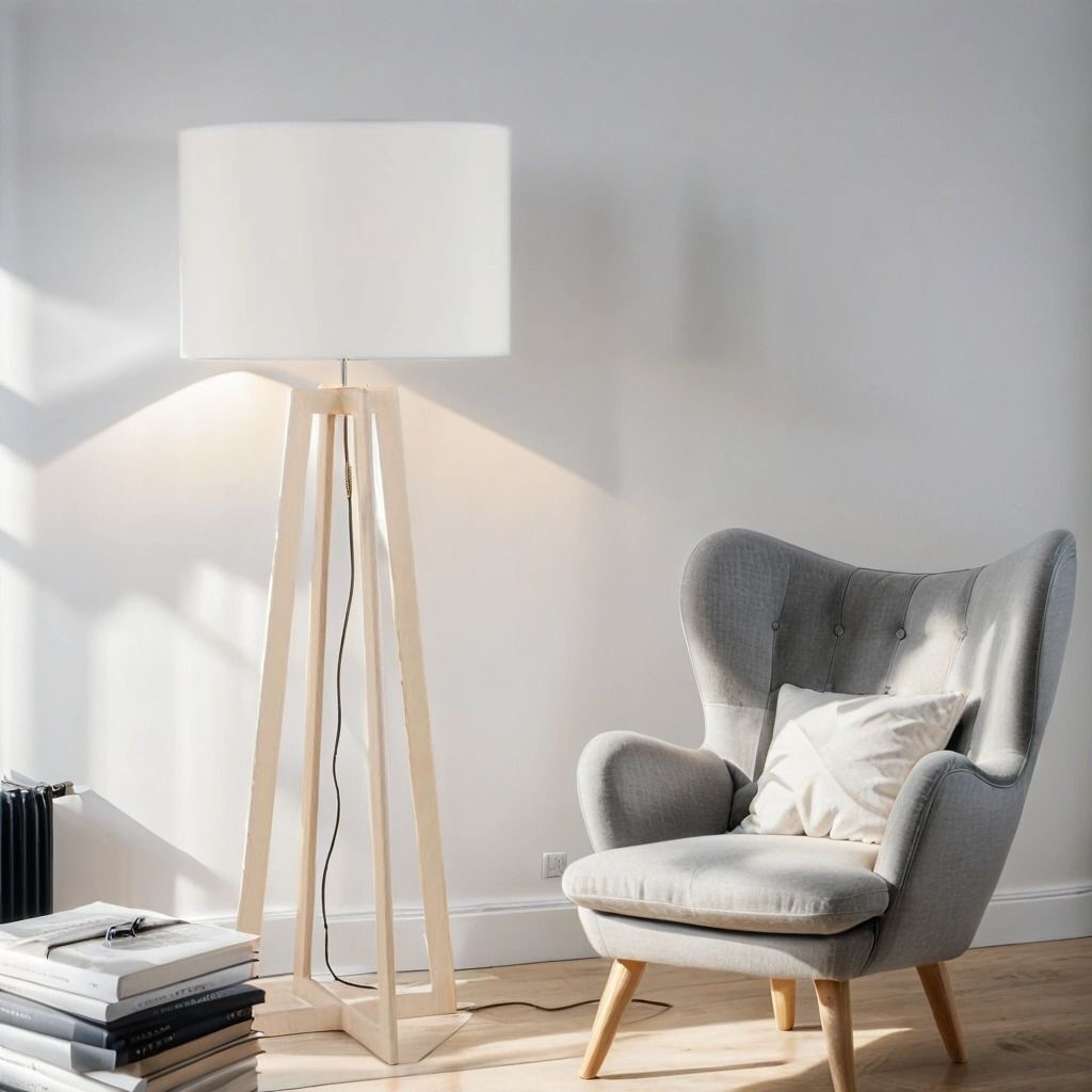 Lampadaire Tissu Bois 167cm Scandinave E27