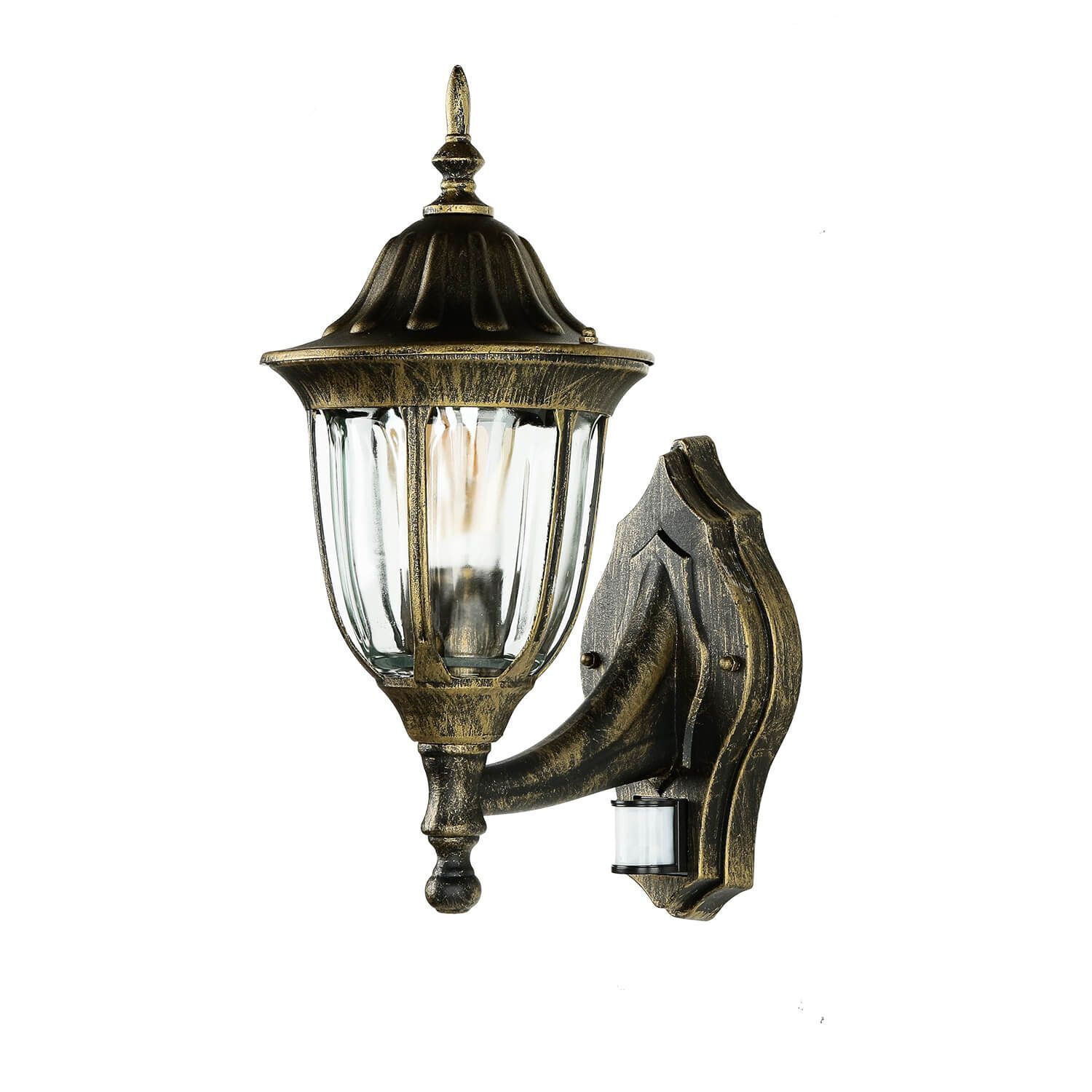 aussenwandleuchte-mit-bewegungsmelder-milano-sensor-aussenleuchte-wand-laterne-gold-antik-rustikal-1 laterne, außenleuchte, wandlampe, bronzefarben, glasfenster