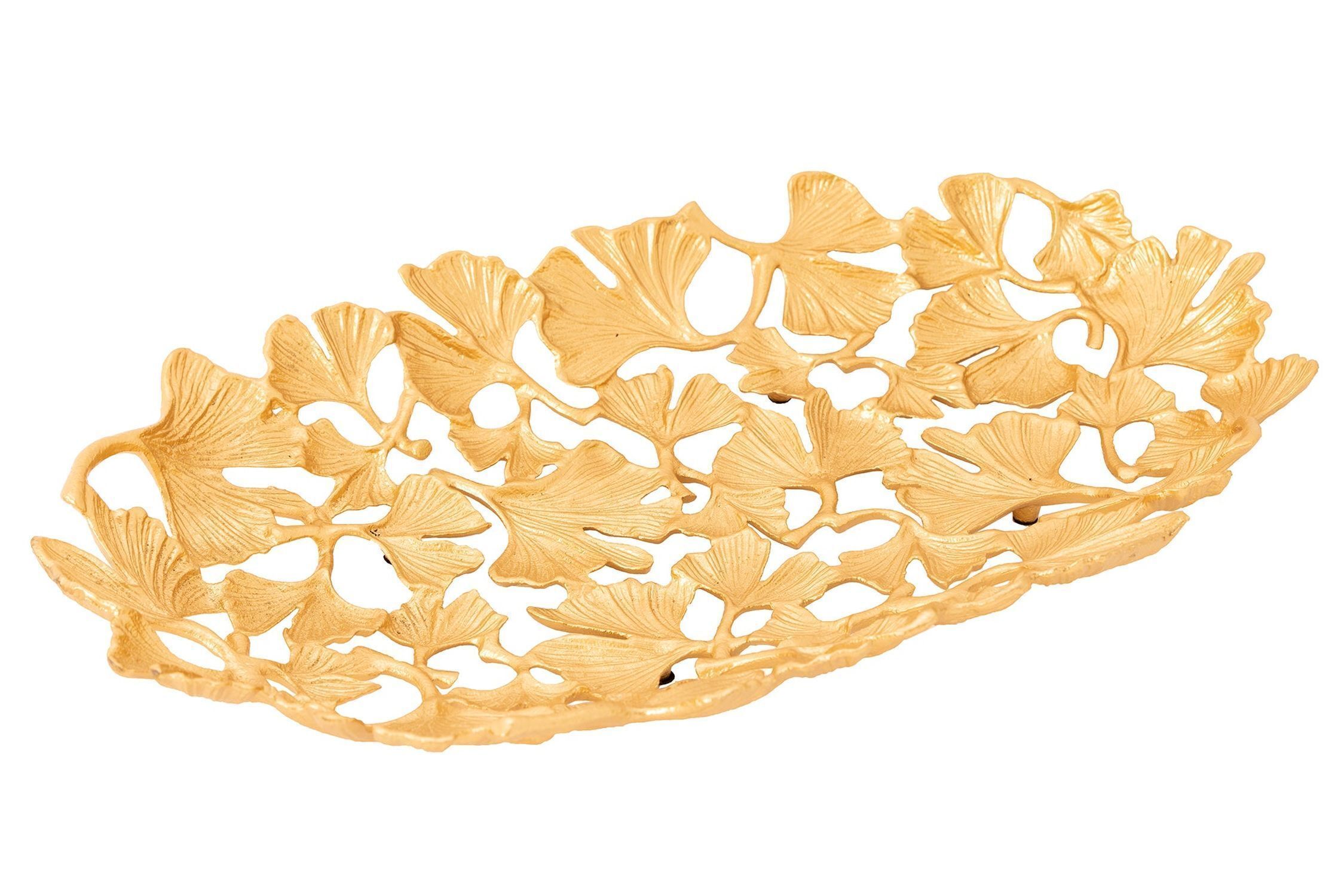 Coupe décorative en métal 50 cm de long en or Ginko fait main