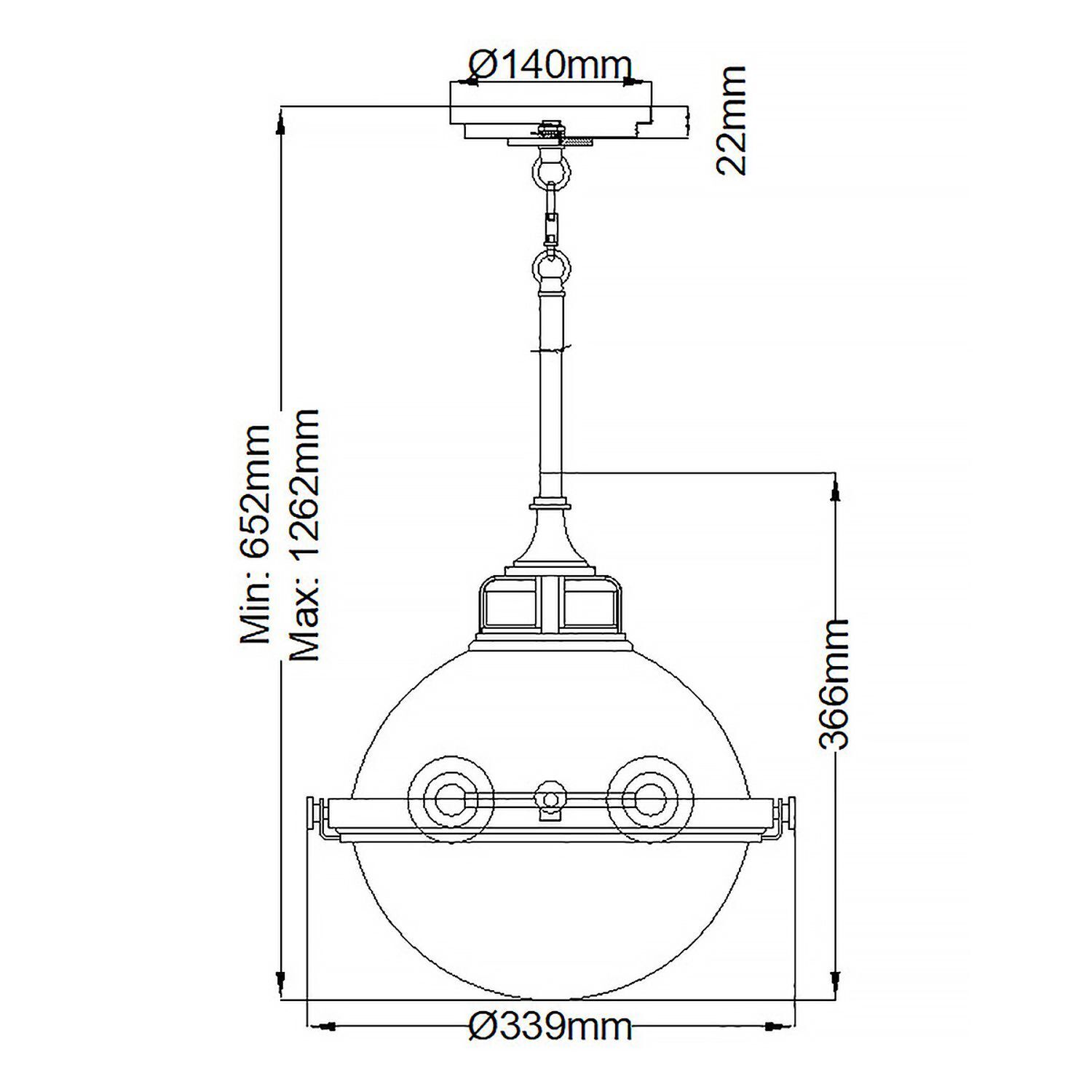 Hängelampe Metall Glas E27 Ø 33,9 cm H: max. 126,2 cm Hängelampe Metall Glas E27 Ø 33,9 cm H: max. 126,2 cm