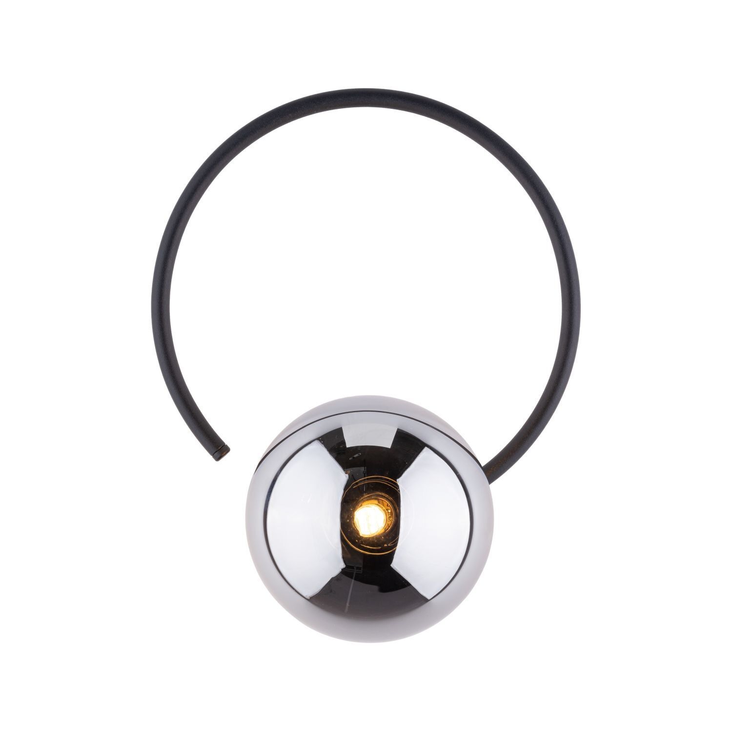 Wandlampe Metall Rauchglas G9 Schwarz Graphit Kugel Schirm Lampe