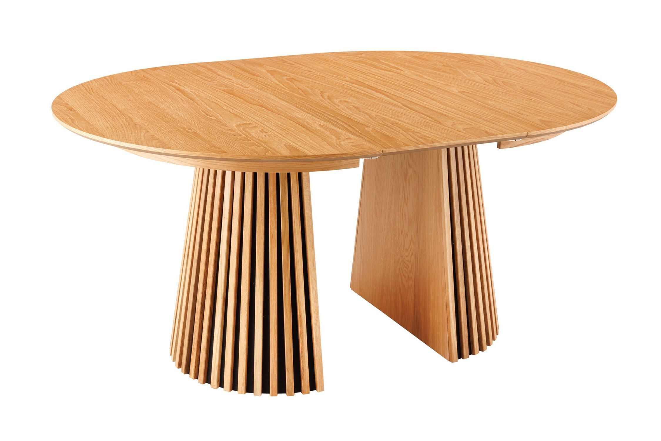 Table de salle à manger ronde extensible 120-220 cm Japandi pied colonne