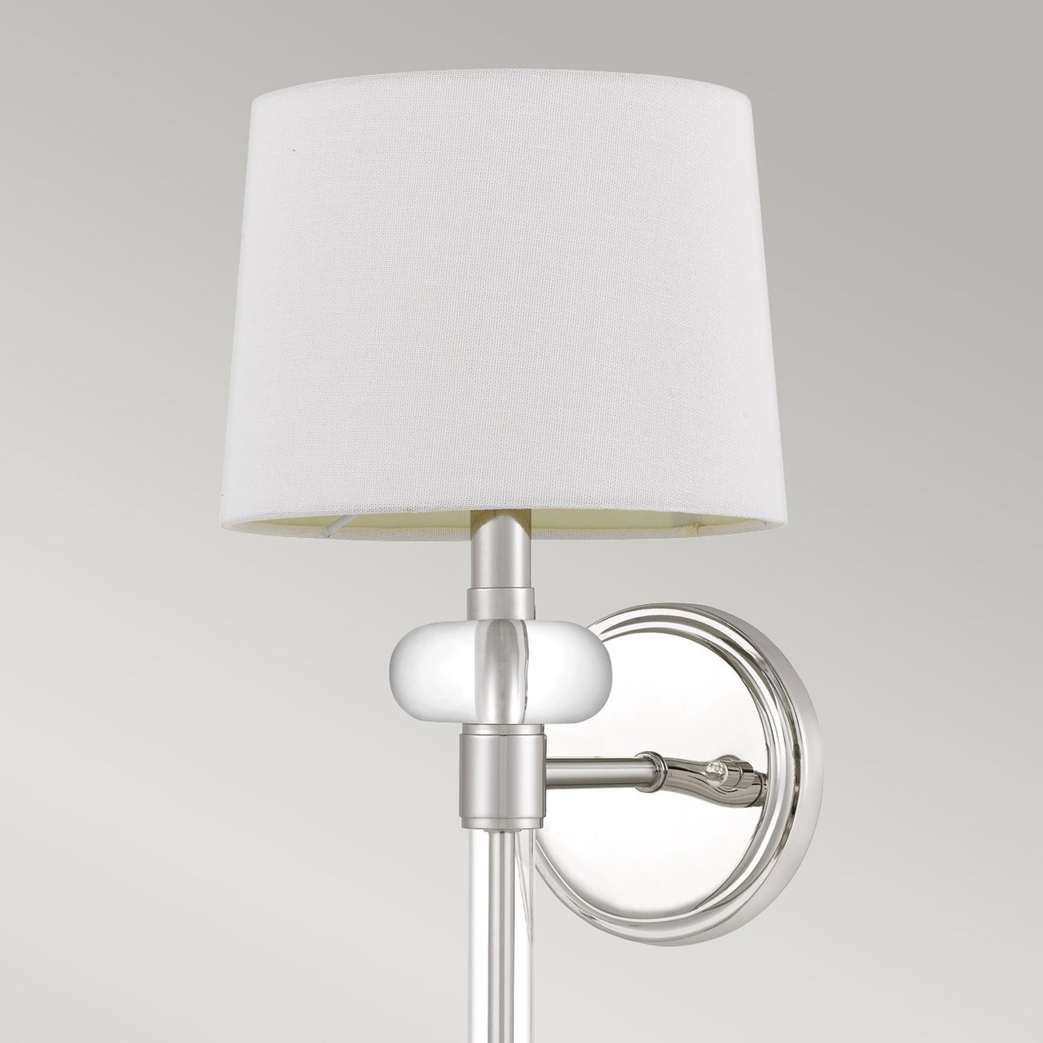 Wandlampe Metall Stoff H: 67,6 cm in Nickel poliert Weiß Lampe, Lampenschirm, Tischlampe, Zimmer, Duscharmatur