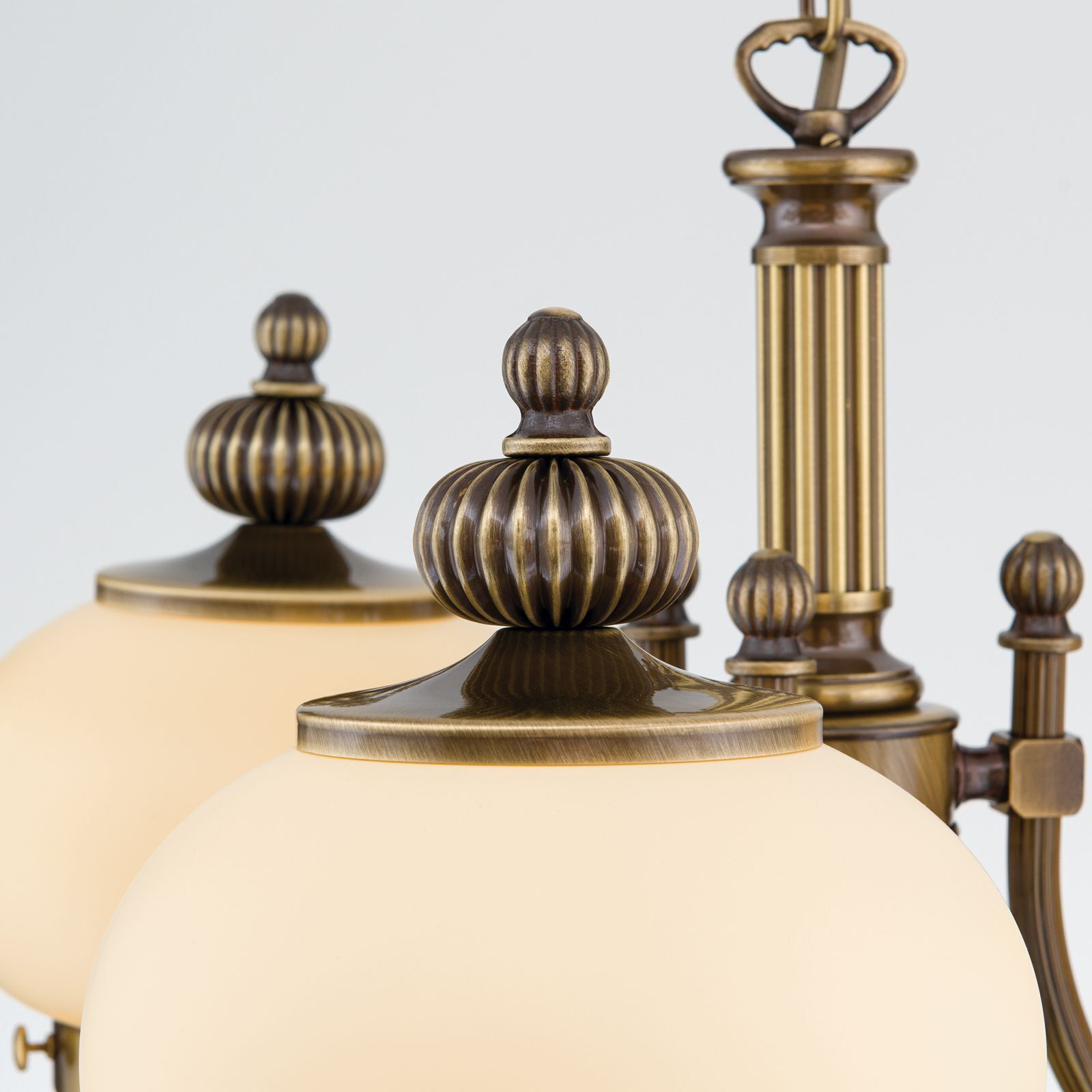 Hängelampe, Bronze, Metall, Glaskugel, Ornament