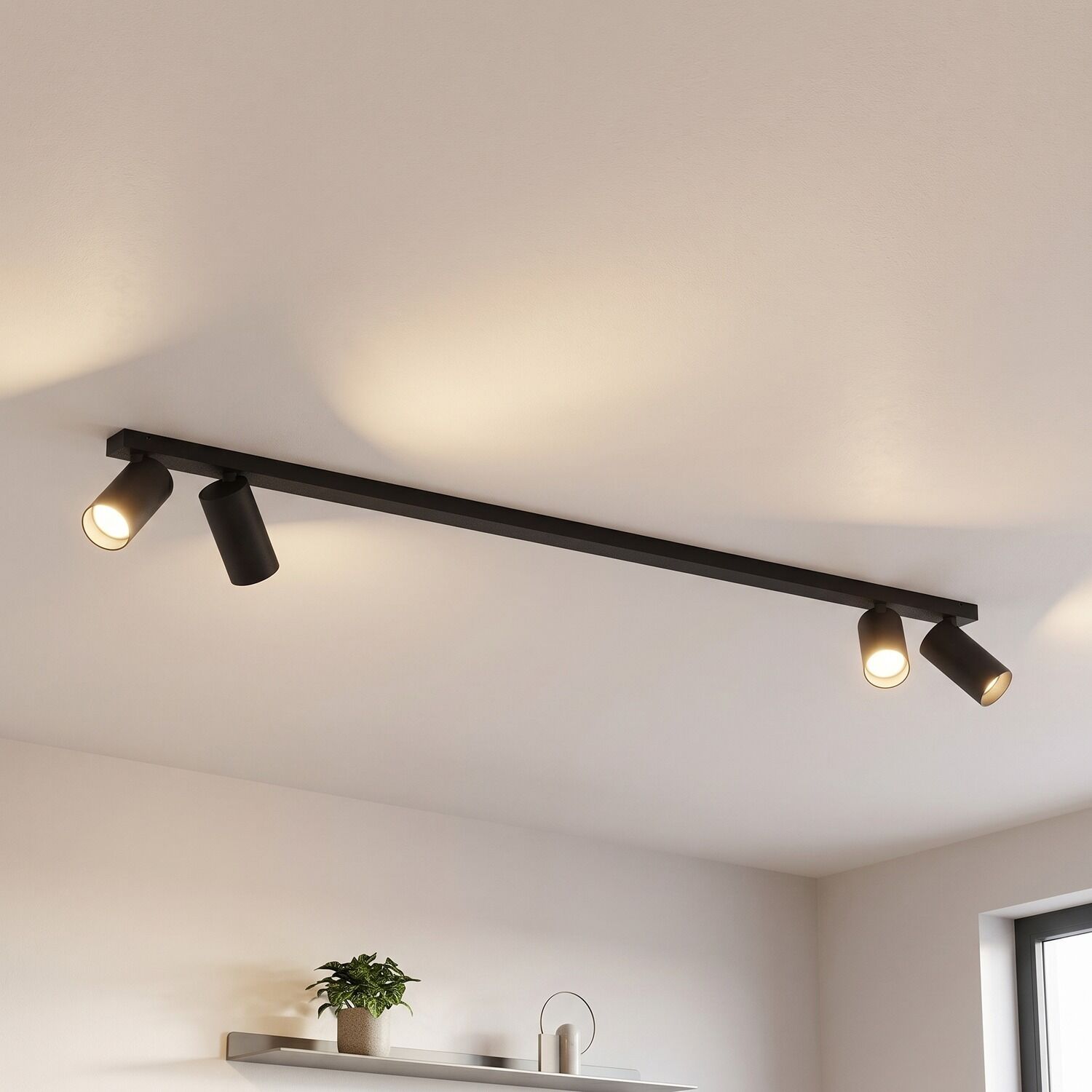 spots-deckenspots-wohnzimmer-deckenstrahler-wohnzimmer-colene-4x-gu10-bis-10-w-schwarz-fuer-wohnzimmer-flur-arbeitszimmer-no7843-02 Deckenleuchte, Track Light, Schienensystem, vierter Arm, schwarz