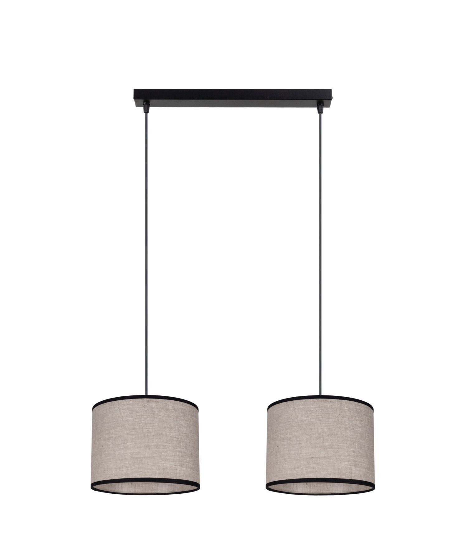 Longue lampe à suspendre Tissu Noir Beige E27 50 cm 2-flmg