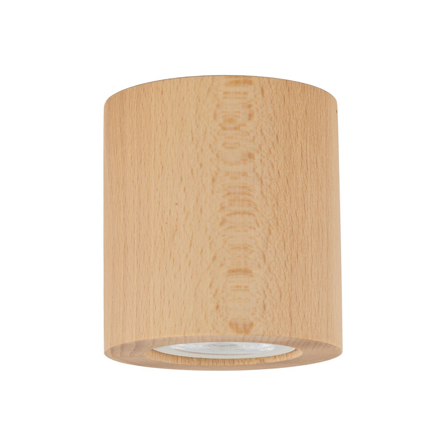 Deckenspot Holz GU10 Ø 8 cm rund H: 8,5 cm in Buche Zylinder, Deckenleuchte, Lampe